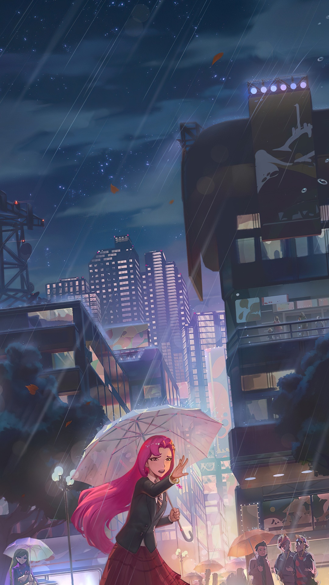 League of Legends Artwork of a Girl in the Rain HD Phone Wallpaper