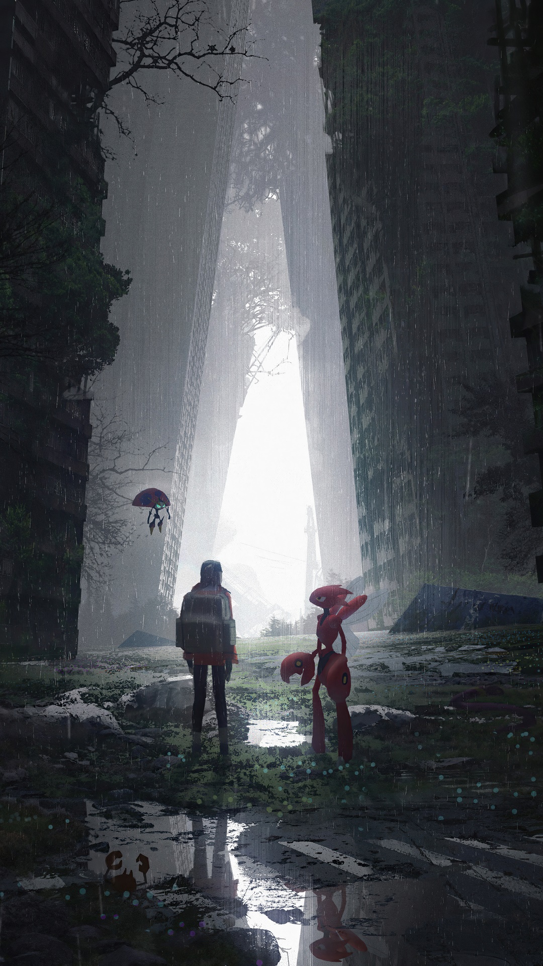 Digital Art of a Post-Apocalyptic Cityscape HD Phone Wallpaper