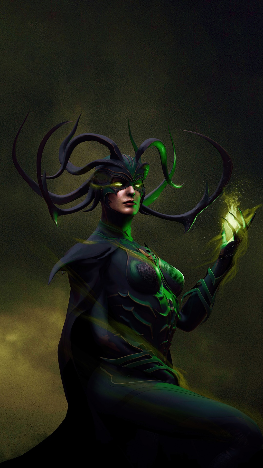 Hela with green energy HD Phone Wallpaper