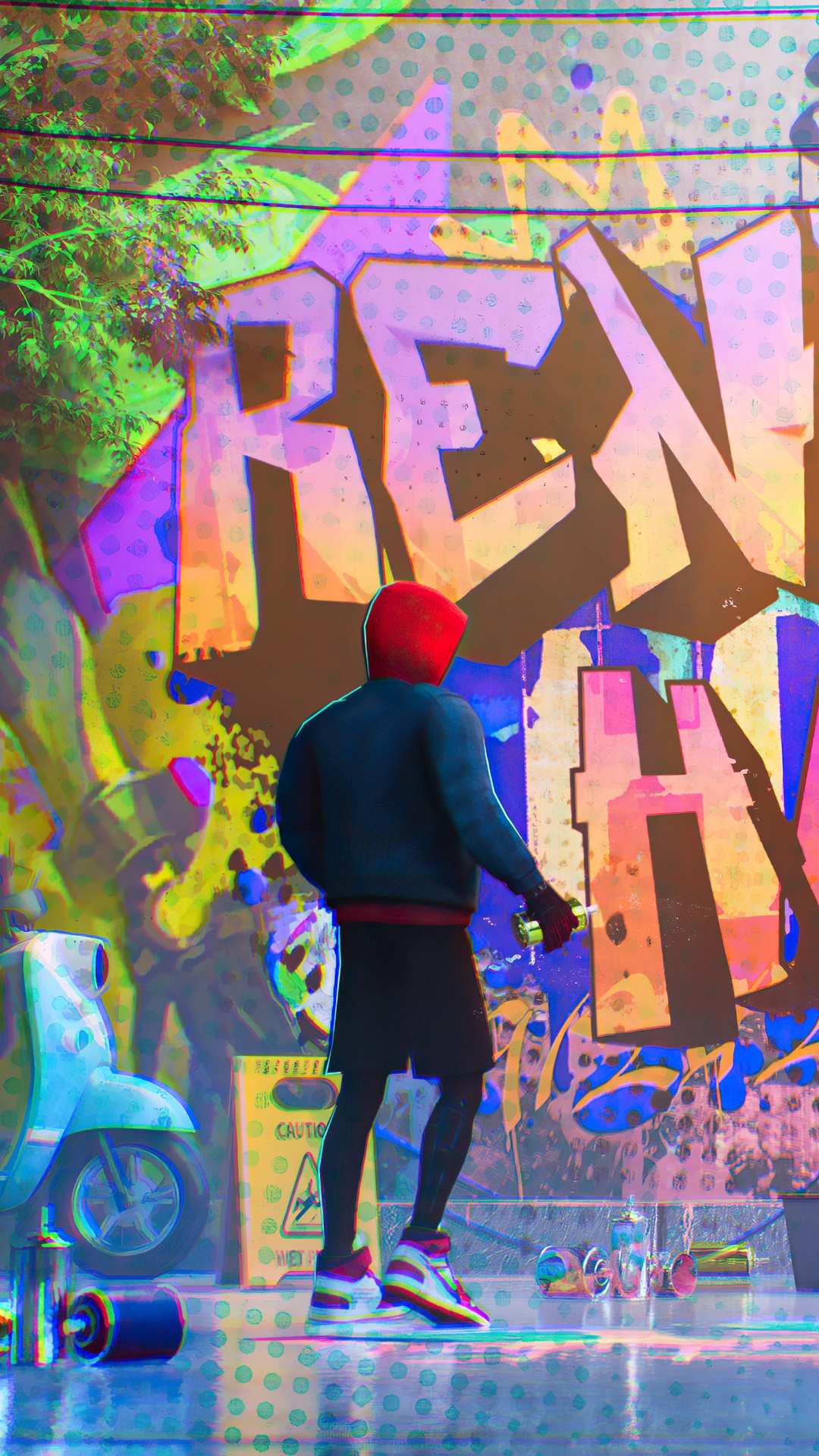 Spider-Man Spray Painting Graffiti Wall 4K HD Phone Wallpaper