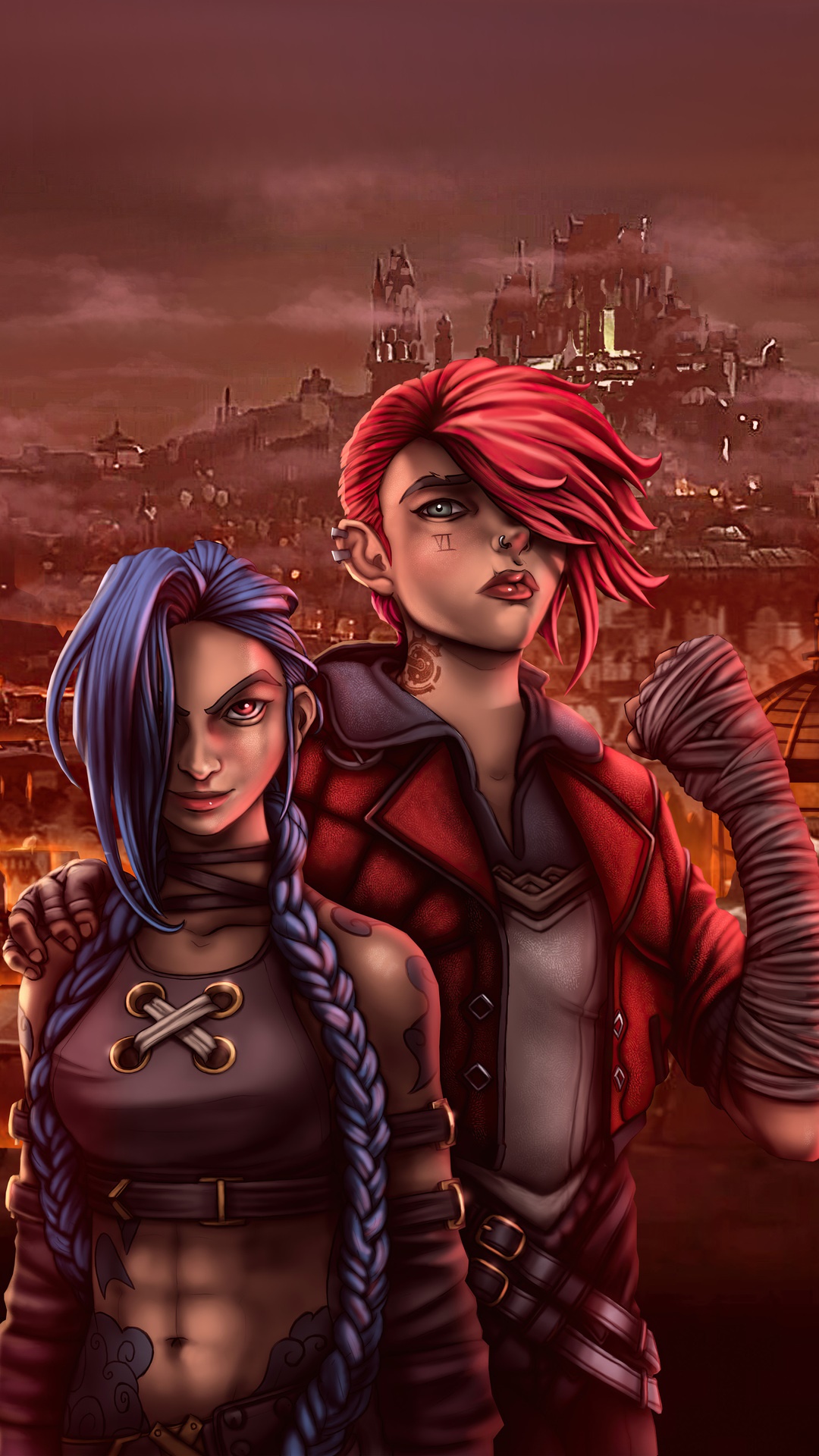 Jinx and Vi from Arcane 4K HD Phone Wallpaper