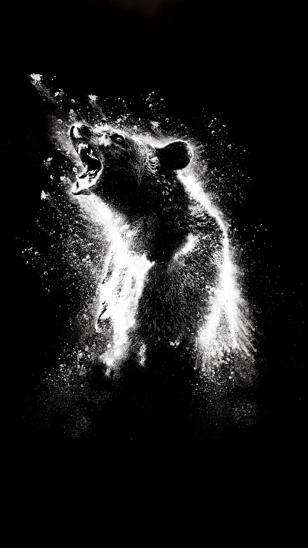 Cocaine Bear exploding in white powder HD Phone Wallpaper
