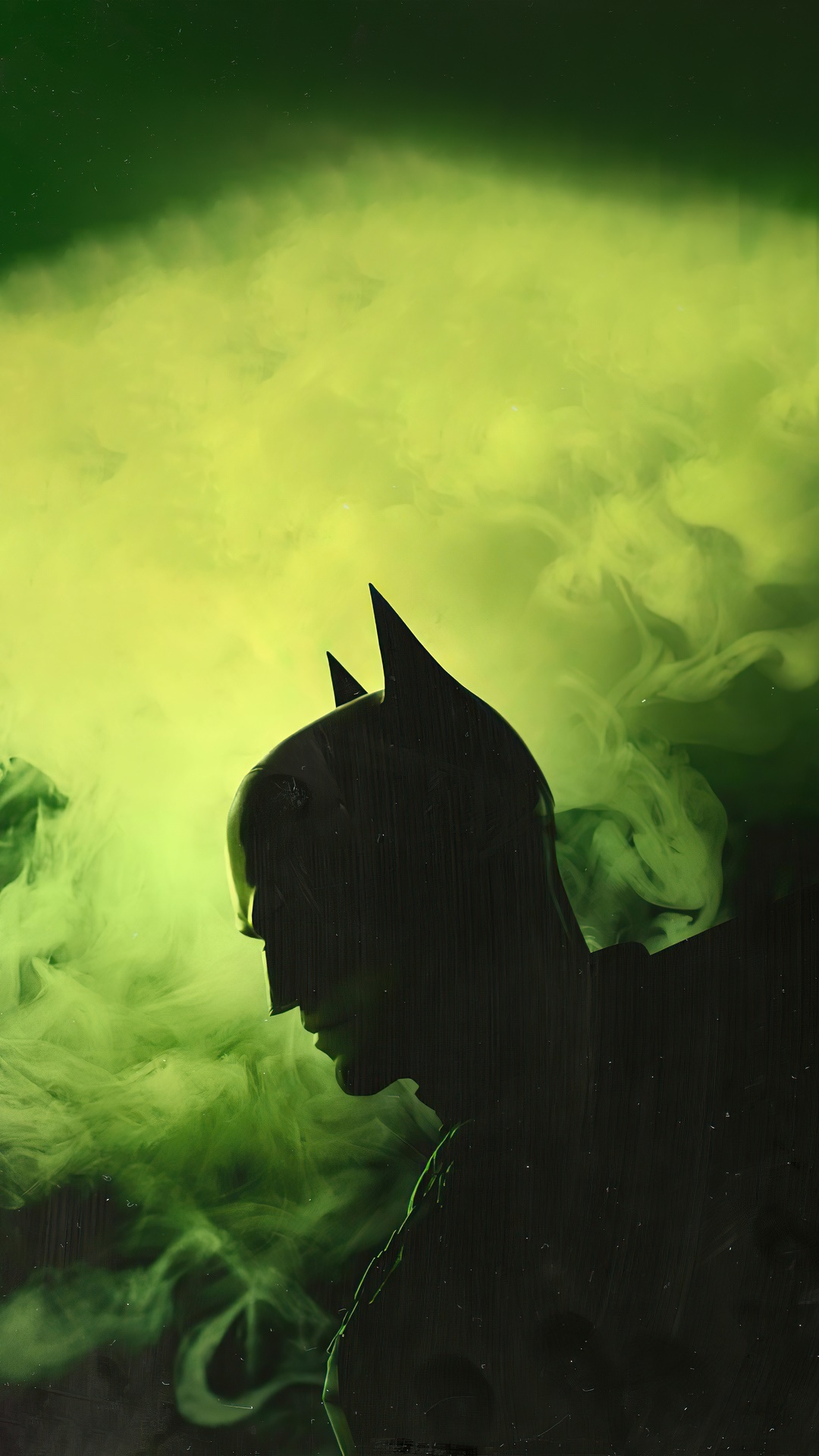 The Batman silhouette in green smoke HD Phone Wallpaper