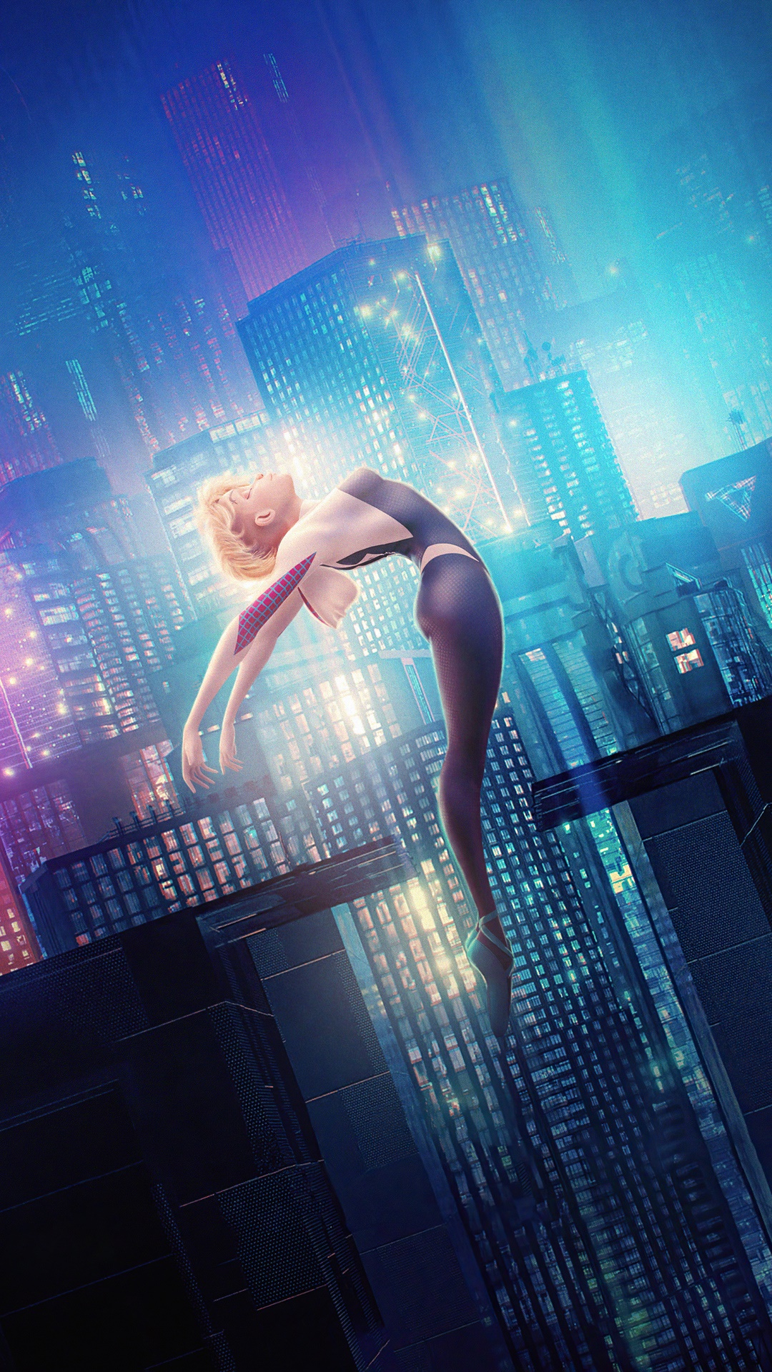 Gwen Stacy in a city at night HD Phone Wallpaper