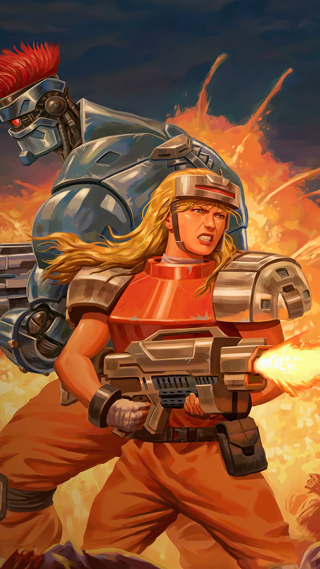Lana and a robot in Blazing Chrome HD Phone Wallpaper
