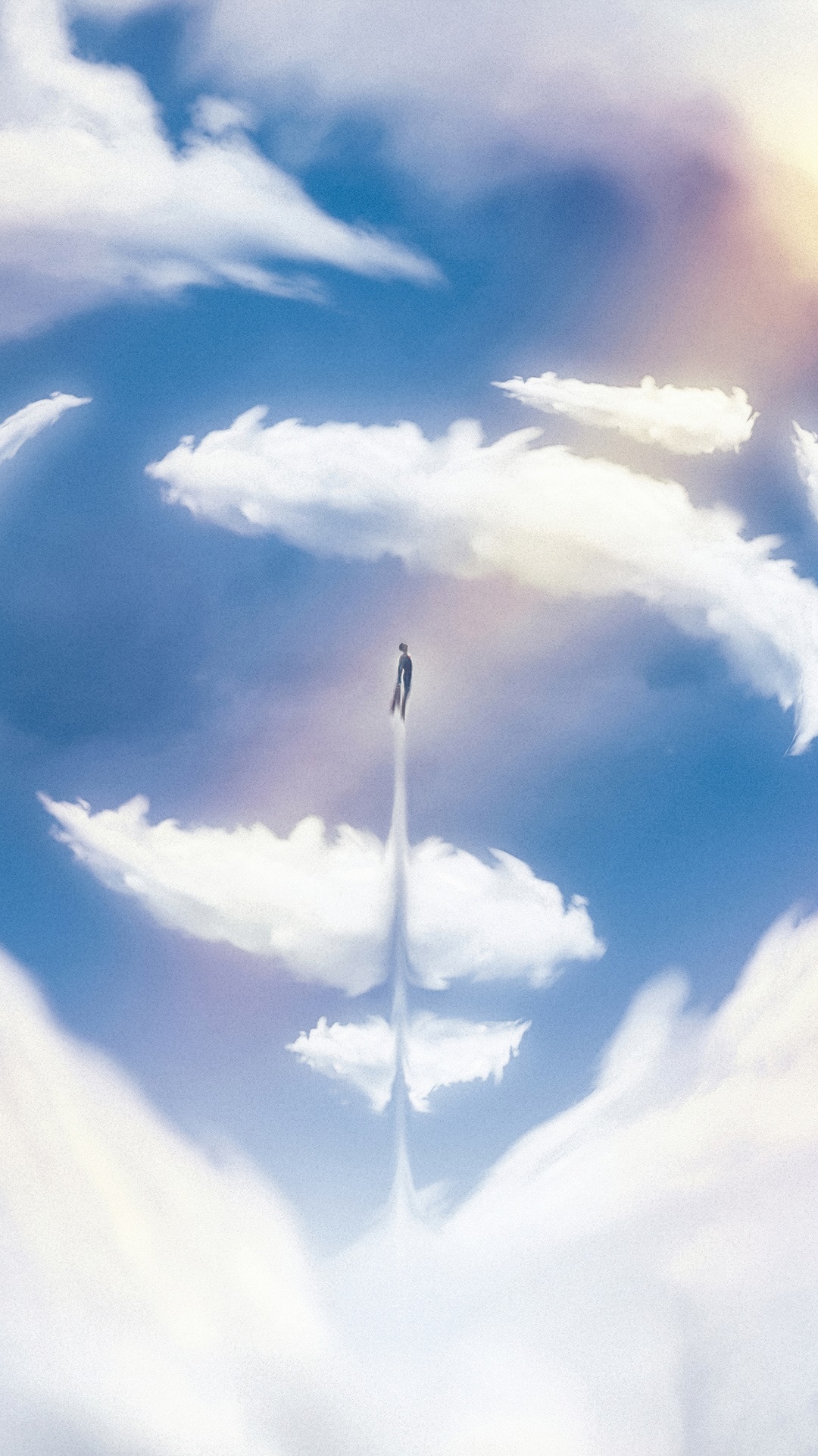 Superman flying through clouds HD Phone Wallpaper