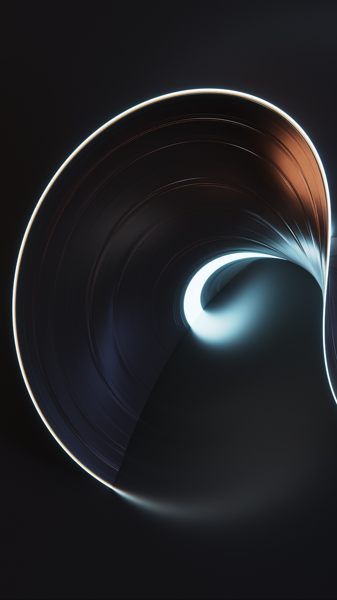 Abstract swirling dark metallic texture with glowing light HD Phone Wallpaper