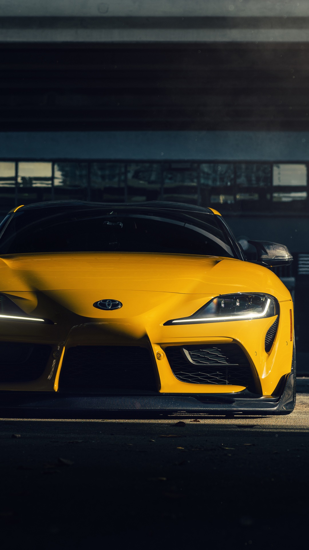 Yellow Toyota Supra front view HD Phone Wallpaper