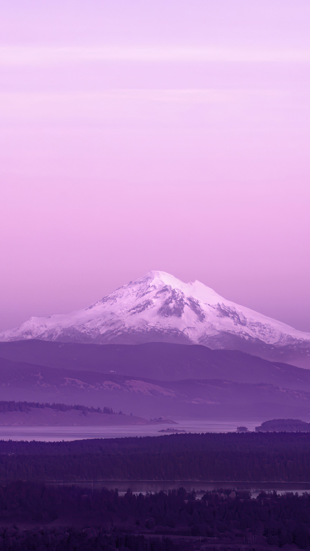 Mount Baker covered in snow under a purple sky HD Phone Wallpaper