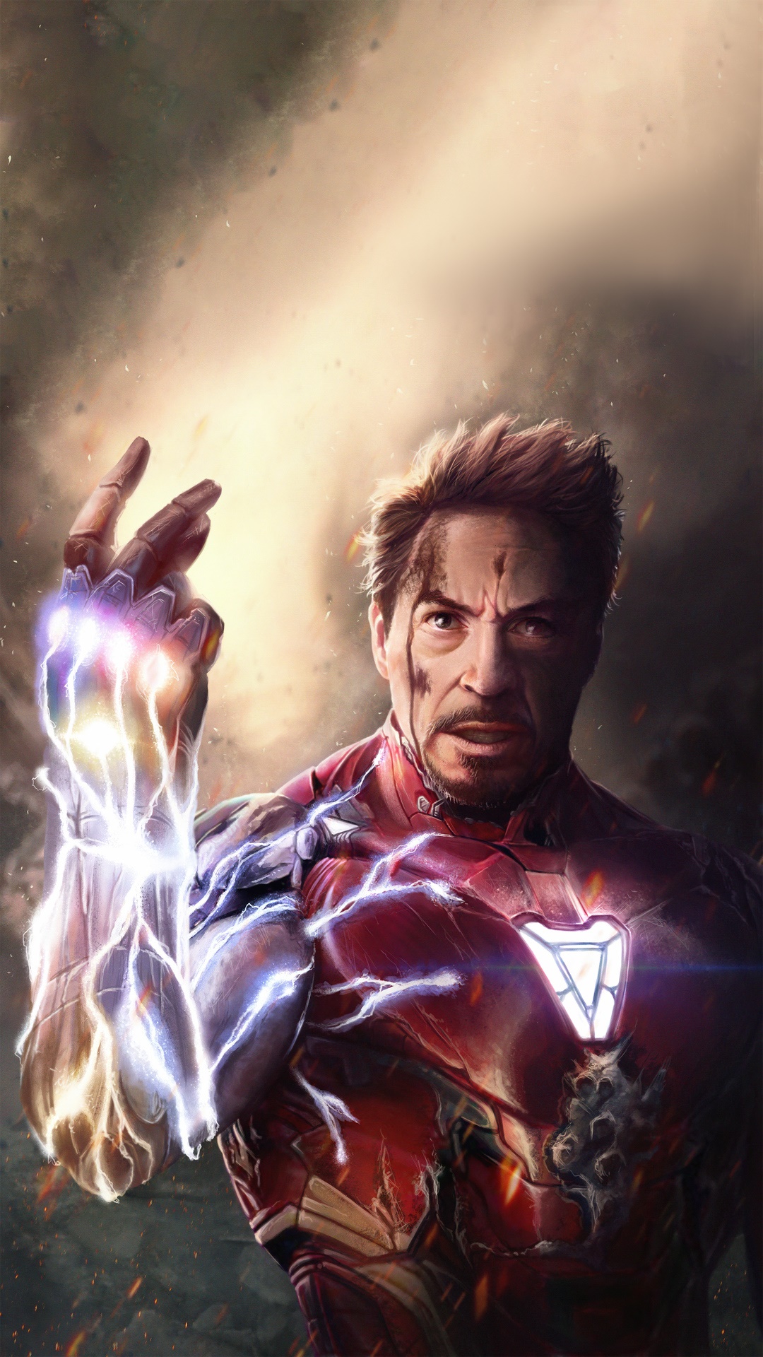 Iron Man with Infinity Gauntlet Artwork HD Phone Wallpaper