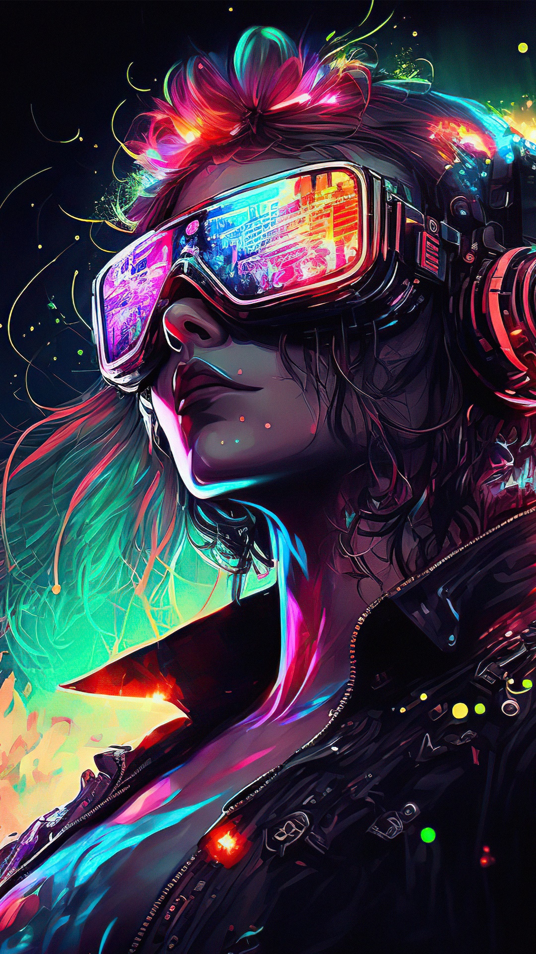 Digital Art of a Woman with VR Goggles HD Phone Wallpaper