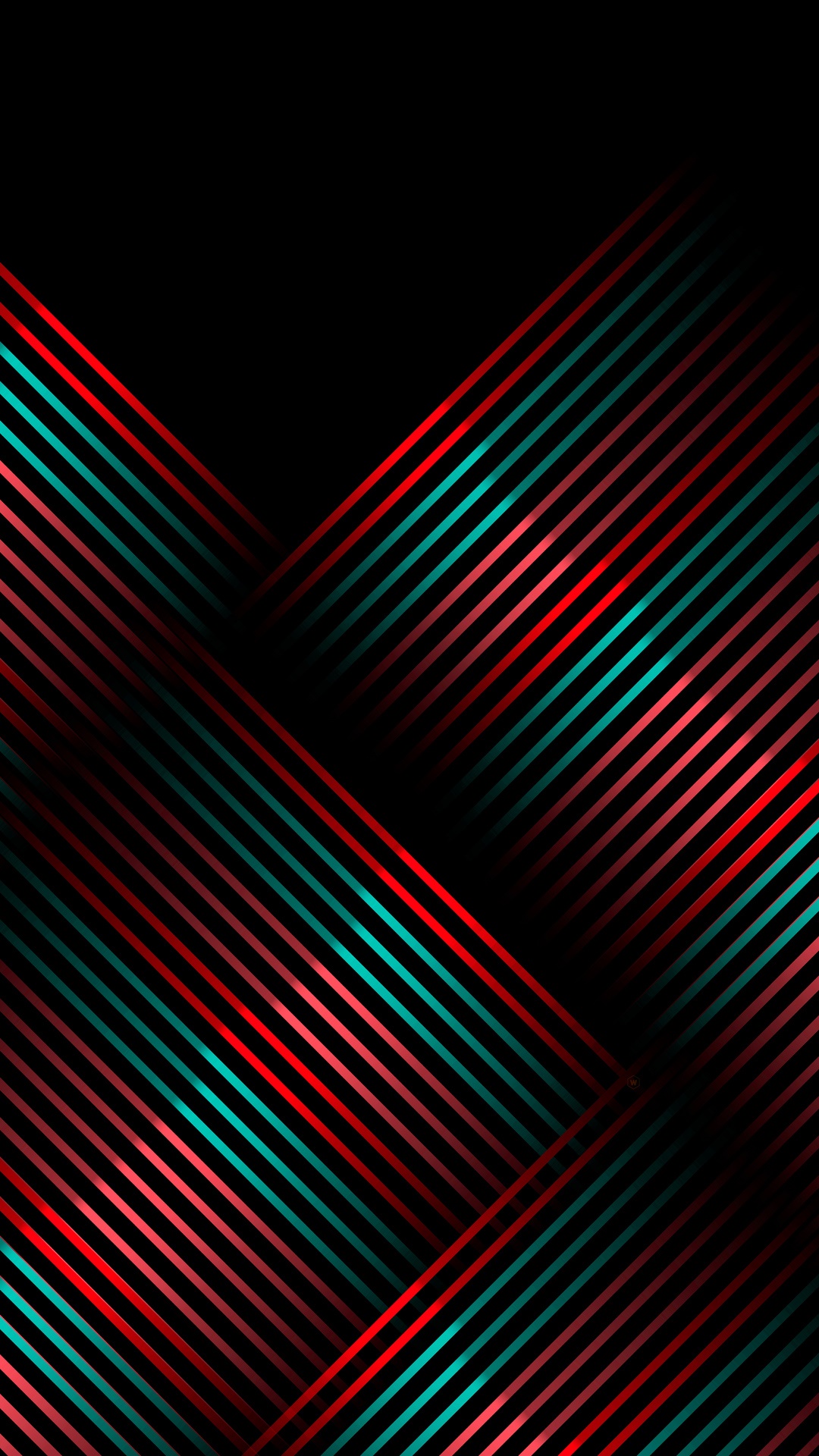 Abstract digital art with red and teal lines HD Phone Wallpaper