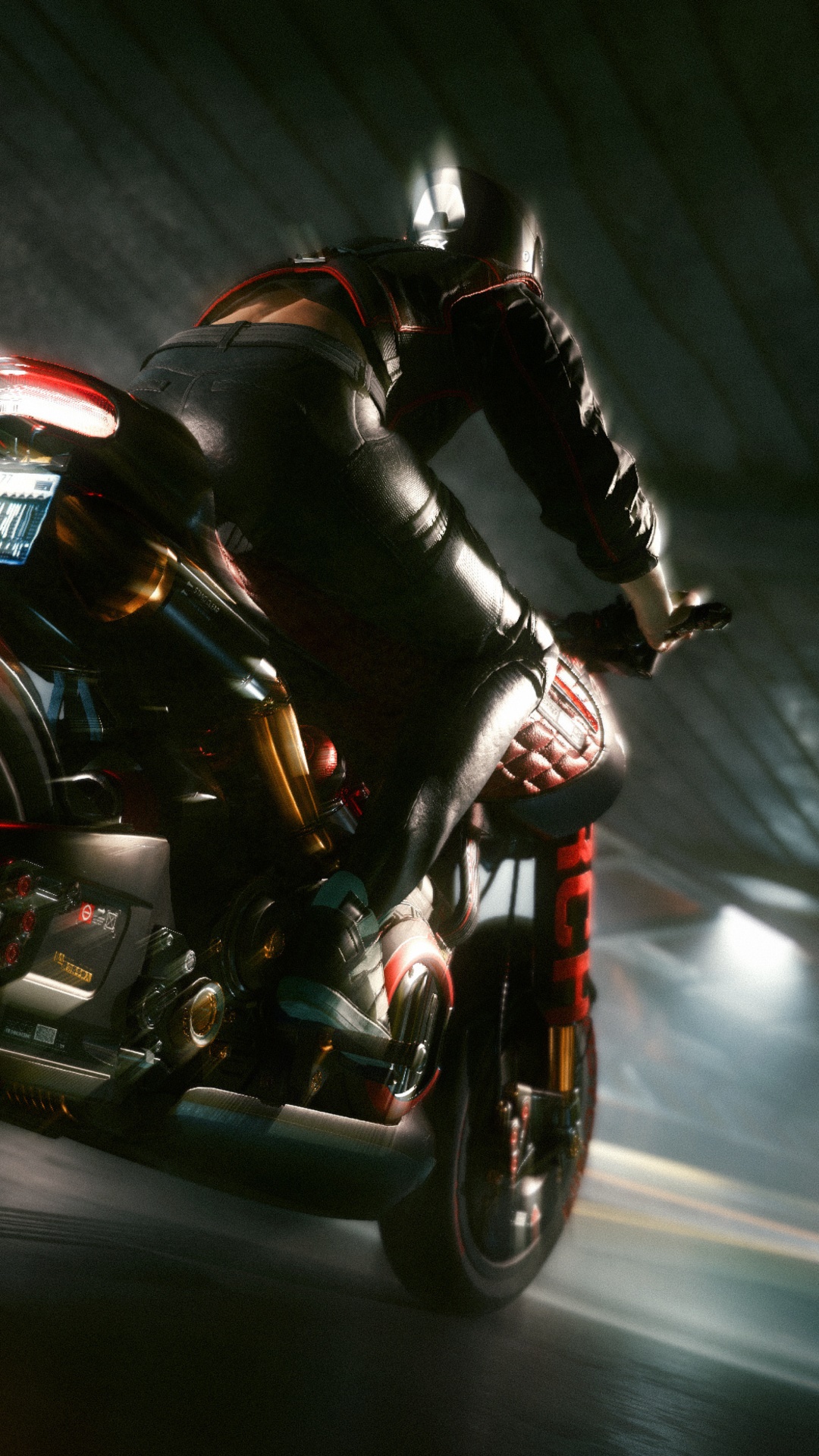 Cyberpunk 2077 character riding a motorcycle HD Phone Wallpaper
