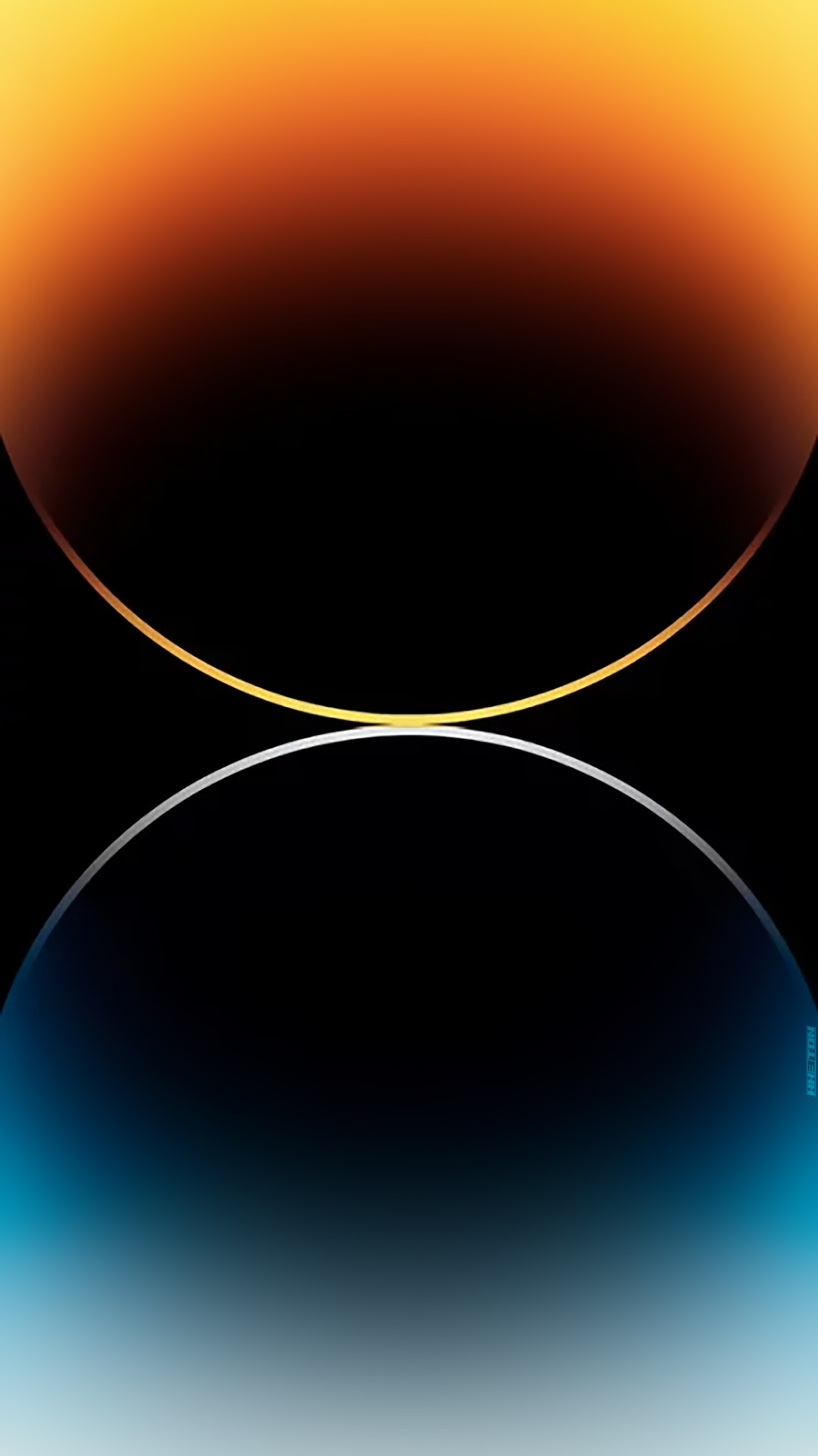 Abstract digital art with orange and blue gradients HD Phone Wallpaper