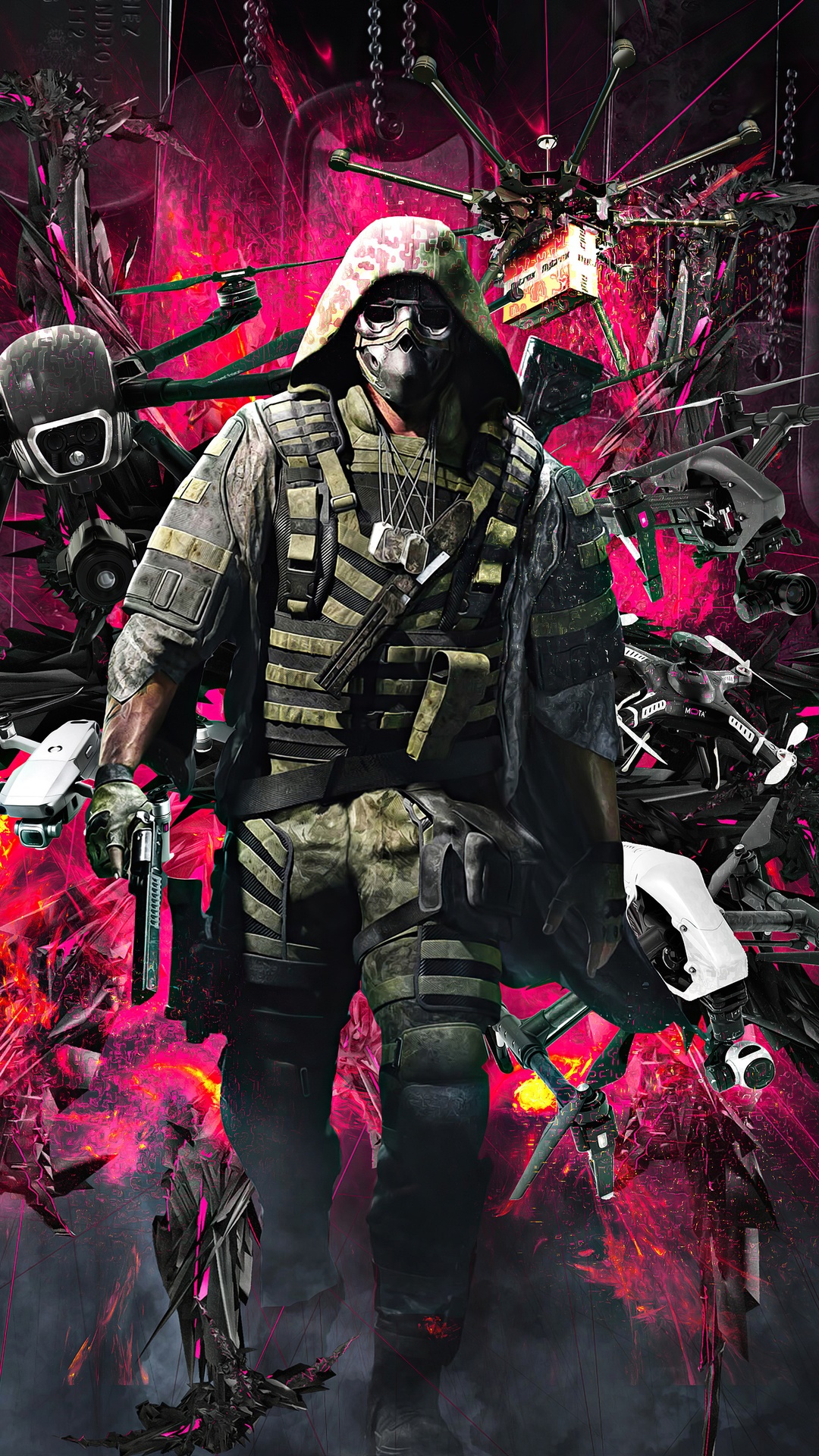 Tom Clancy's Ghost Recon Breakpoint soldier with drones HD Phone Wallpaper
