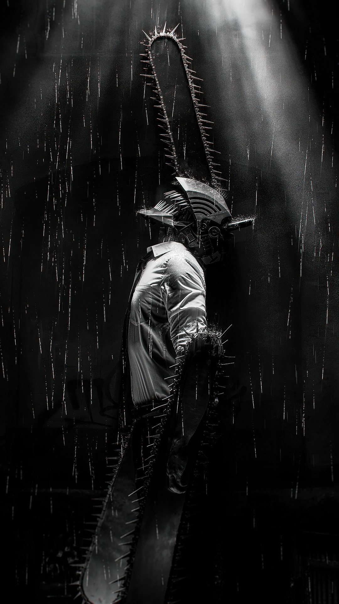 Chainsaw Man in the Rain HD Phone Wallpaper