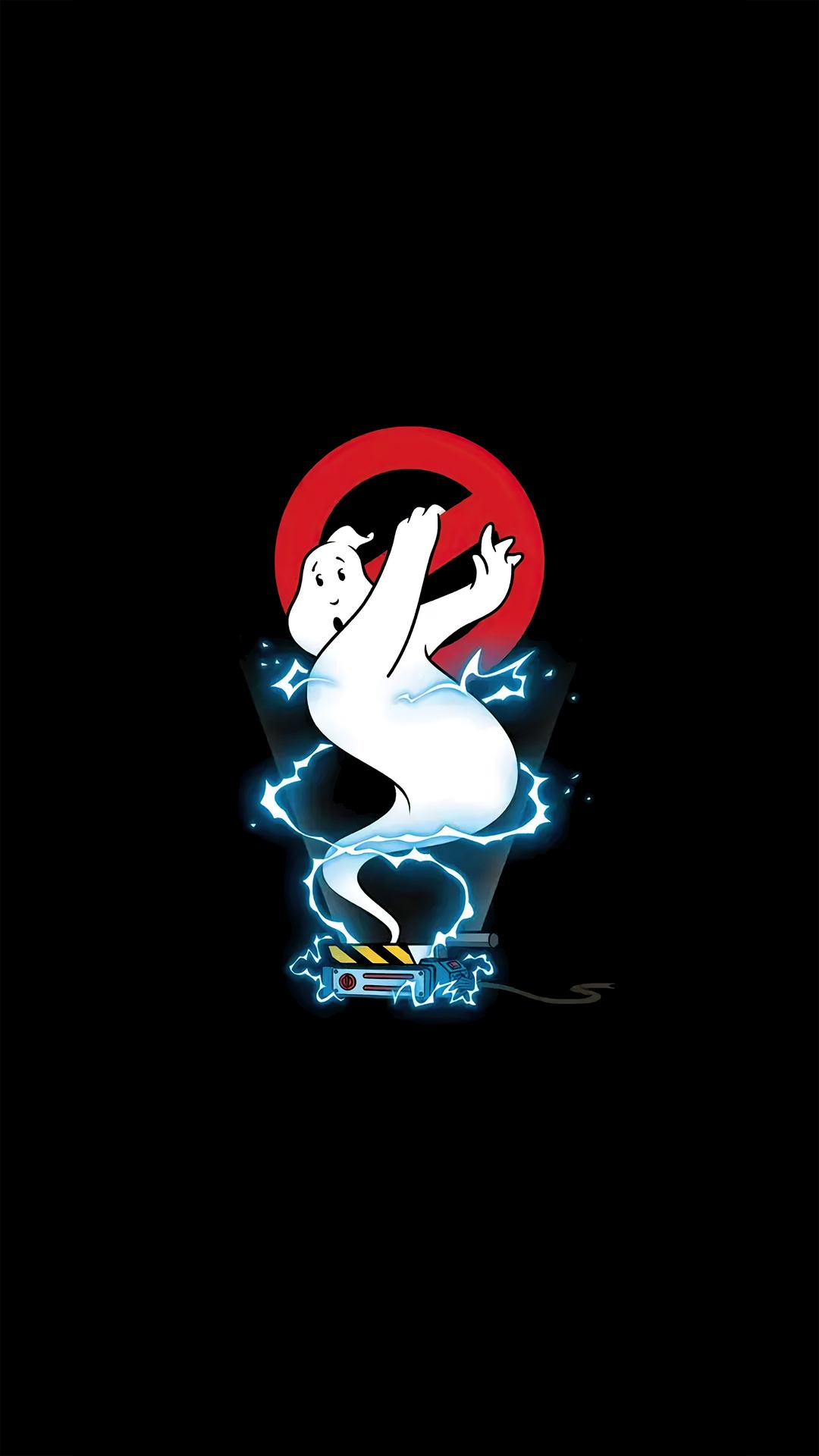 Ghostbusters logo with ghost and proton pack HD Phone Wallpaper