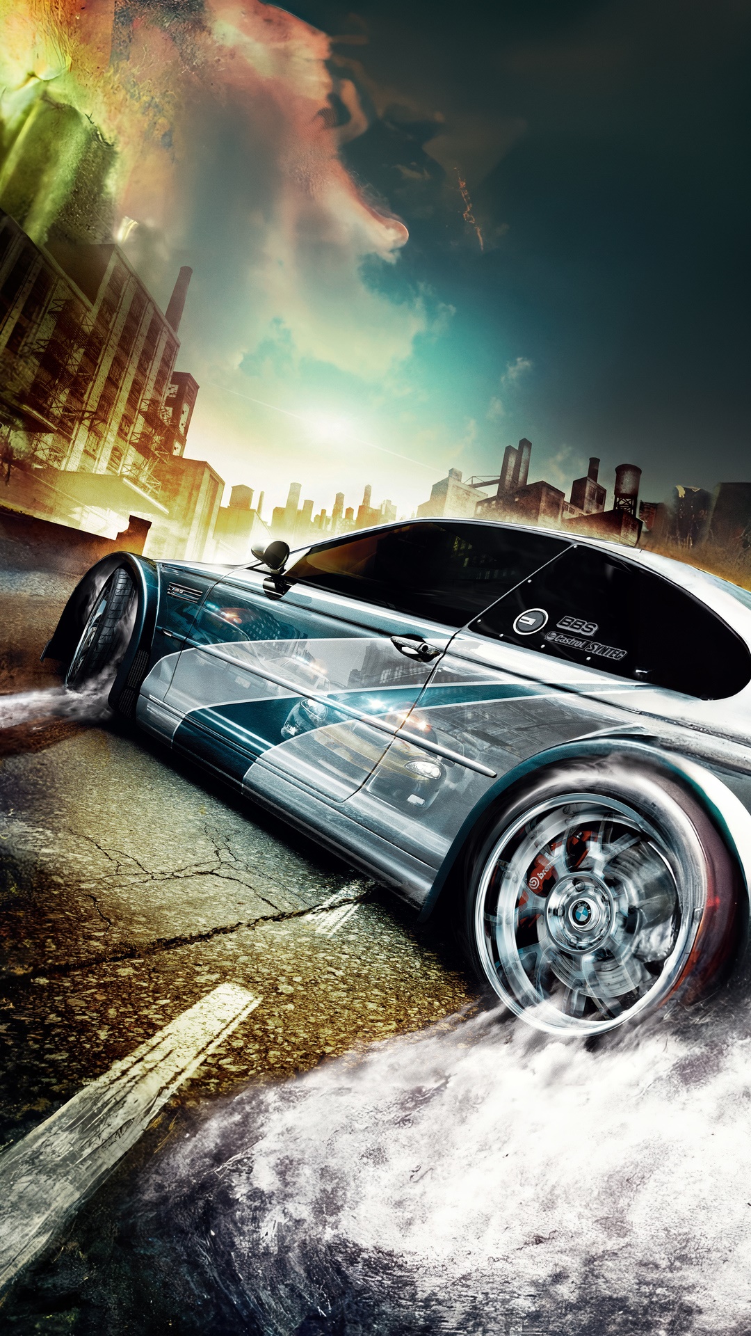 Need for Speed car drifting in industrial city HD Phone Wallpaper
