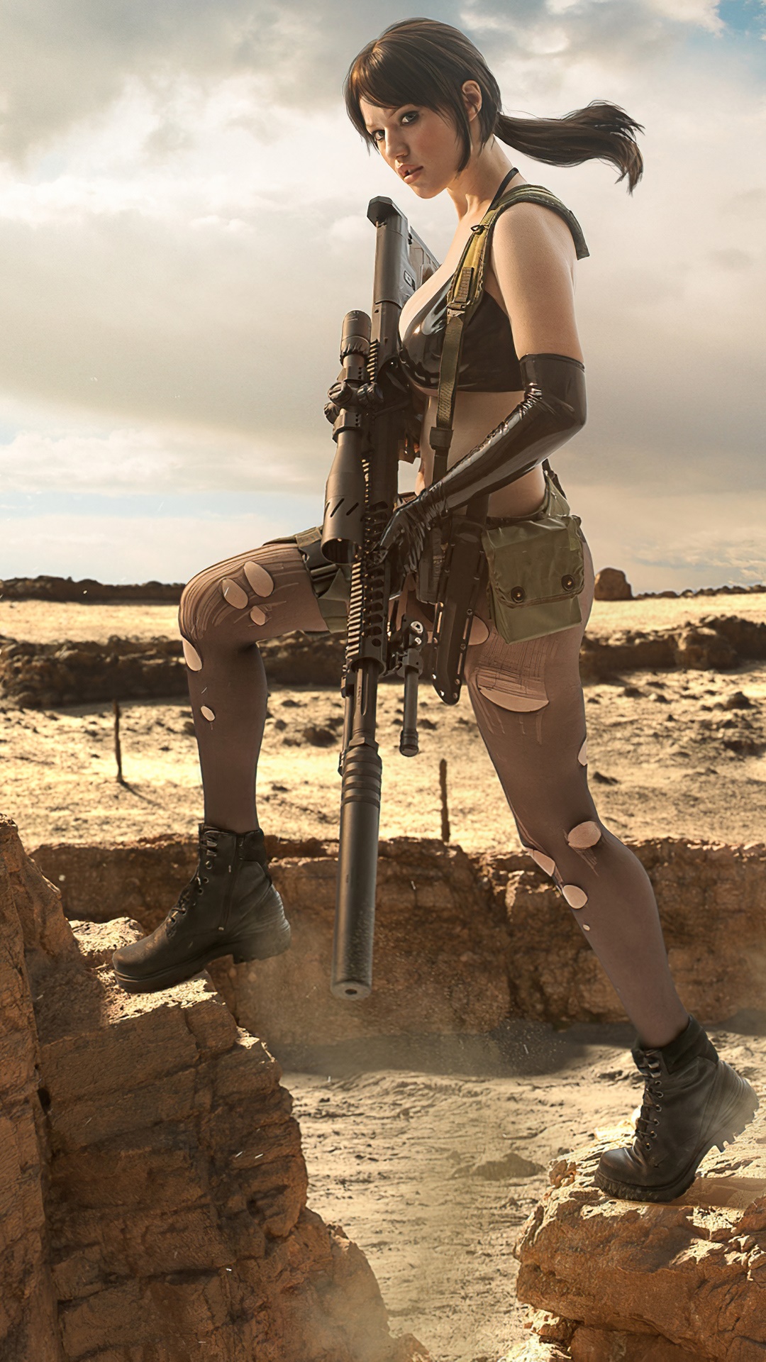 Quiet from Metal Gear Solid 4K cosplay HD Phone Wallpaper