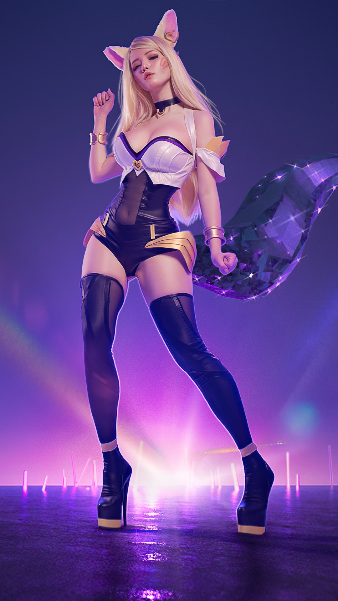 Ahri KDA Cosplay 4K HD Phone Wallpaper