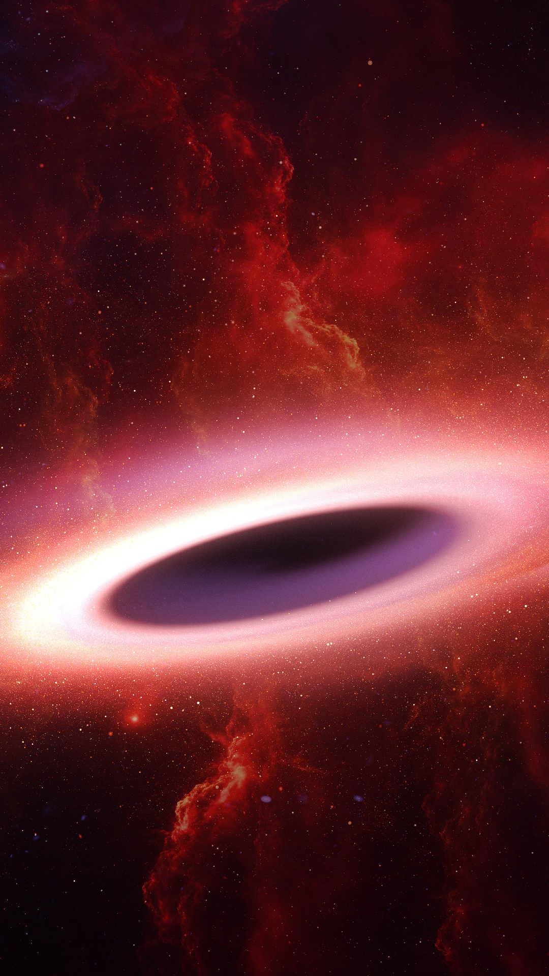 Black Hole with Accretion Disk and Nebula HD Phone Wallpaper