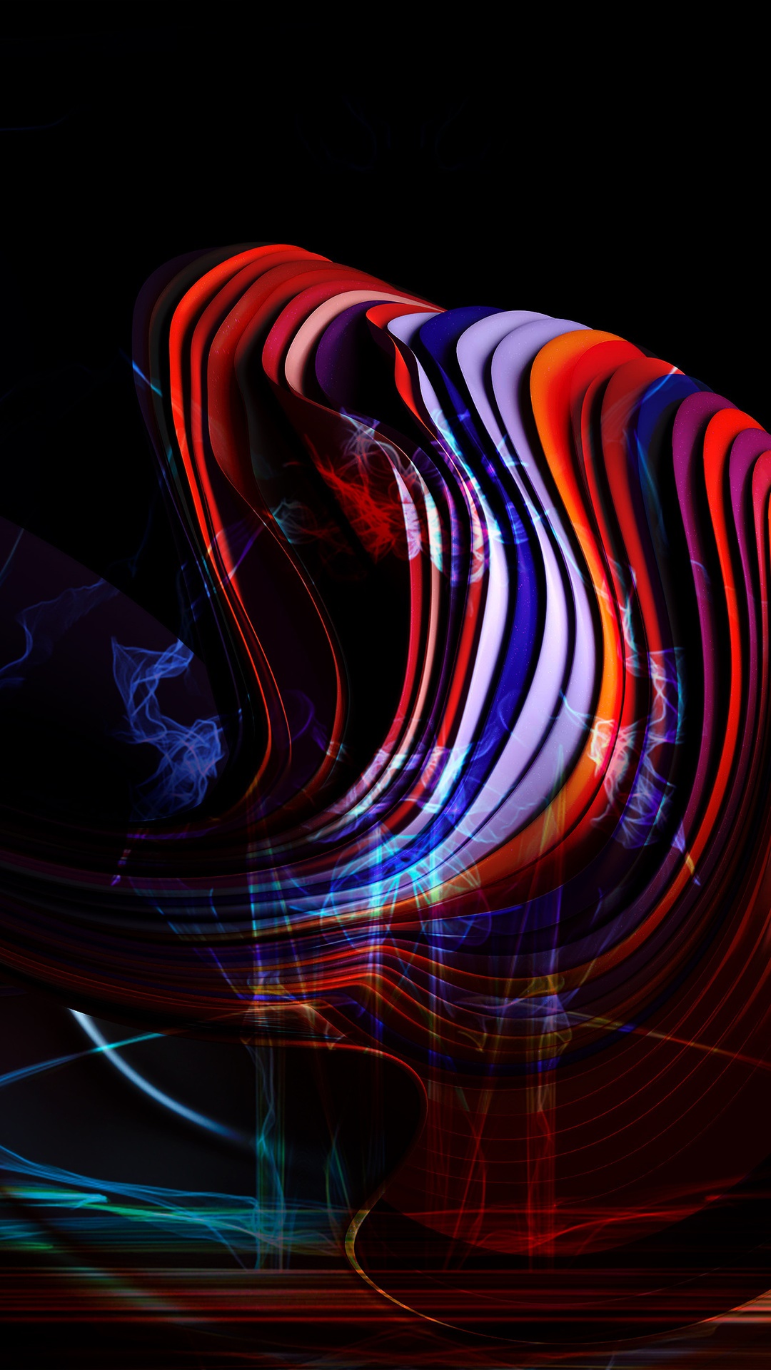 Abstract digital art with colorful wavy lines HD Phone Wallpaper