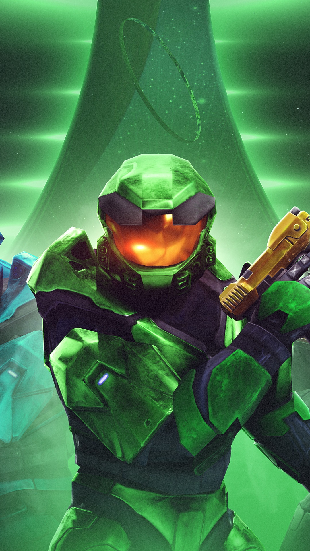 Master Chief from Halo holding a weapon HD Phone Wallpaper