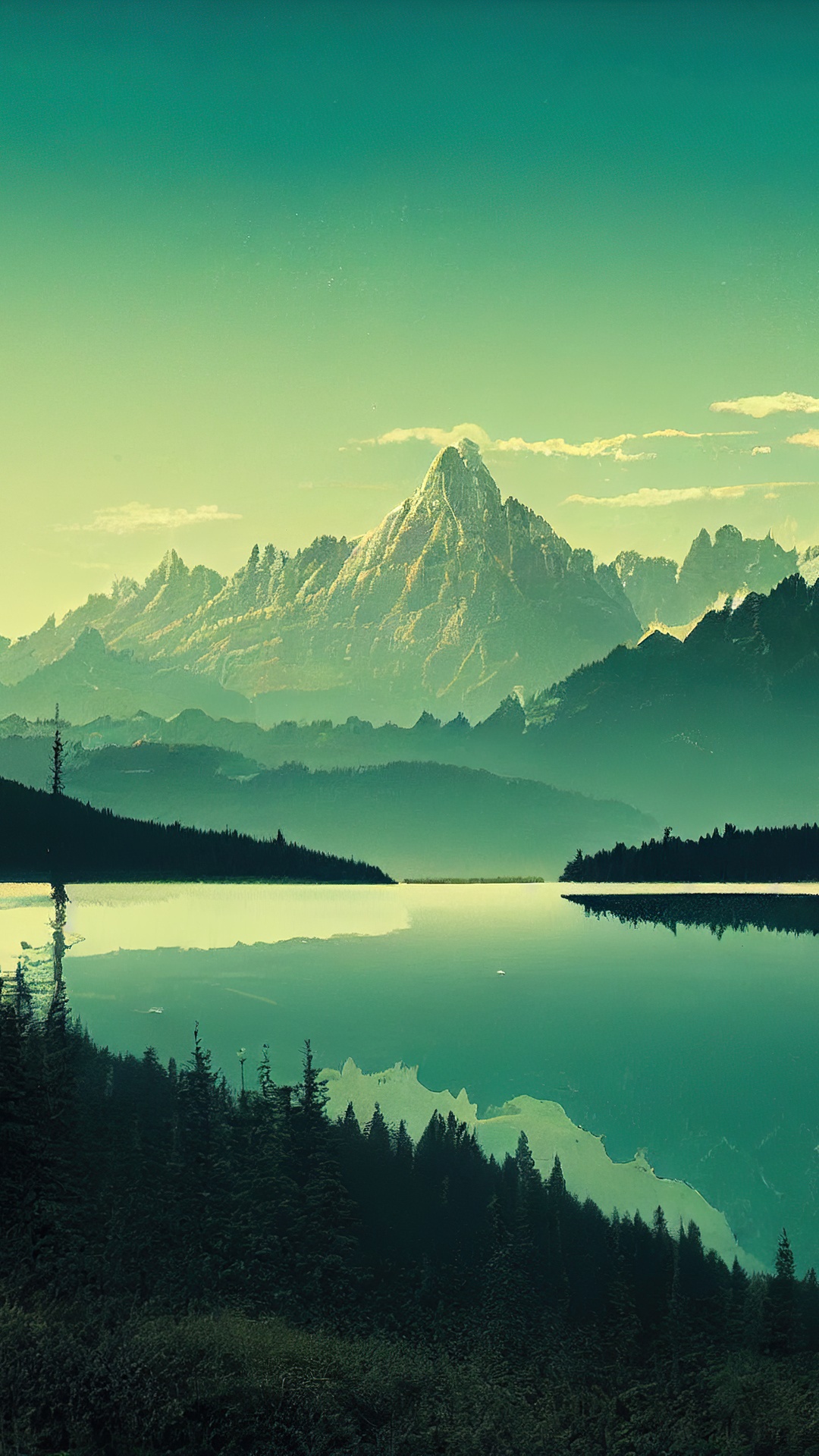 Mountain lake landscape with trees and reflection HD Phone Wallpaper