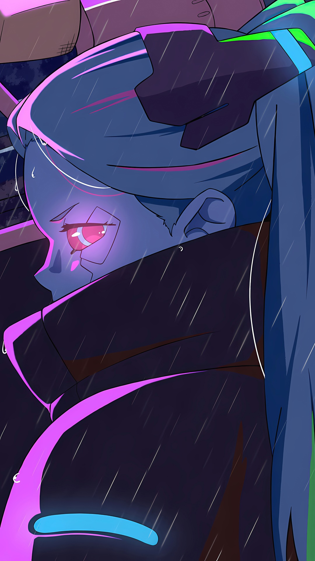 Lucy from Cyberpunk Edgerunners in the rain HD Phone Wallpaper