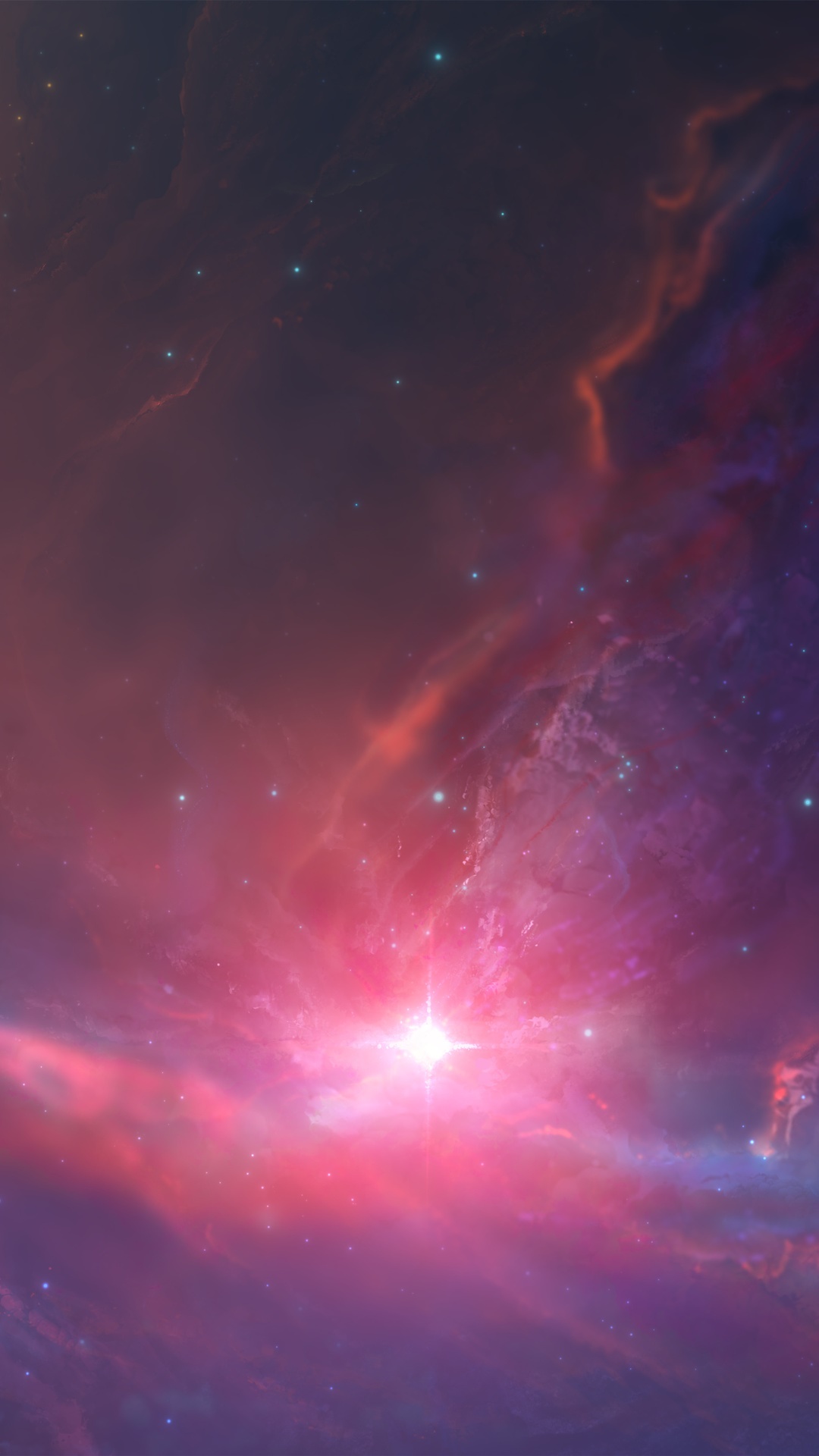 Vibrant nebula with bright star in deep space HD Phone Wallpaper