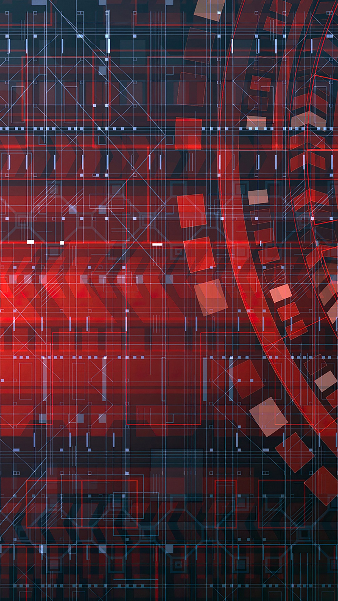 Abstract digital art with geometric patterns and red hues HD Phone Wallpaper