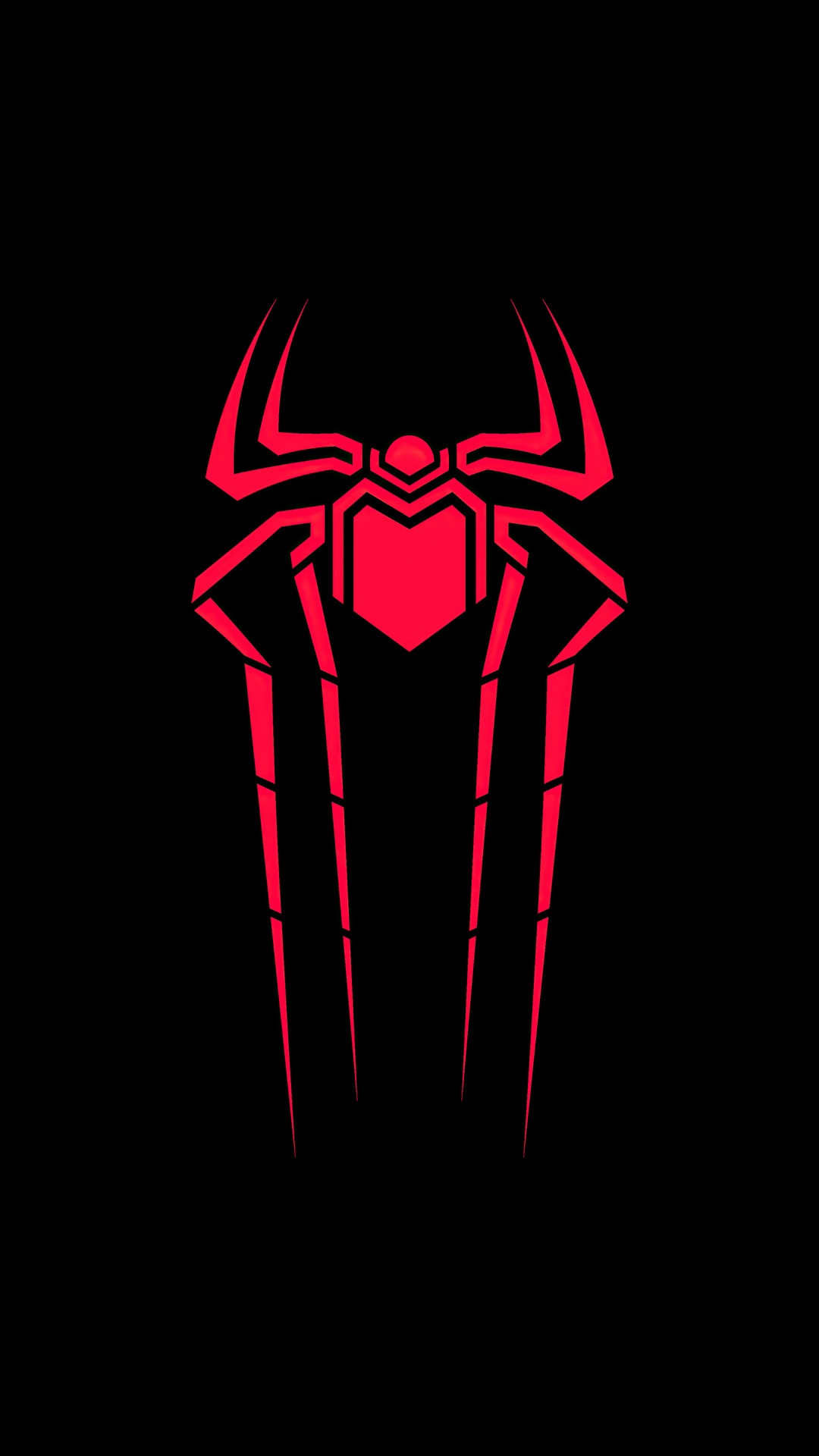 Minimalist Red Spider-Man Logo on Black Background HD Phone Wallpaper