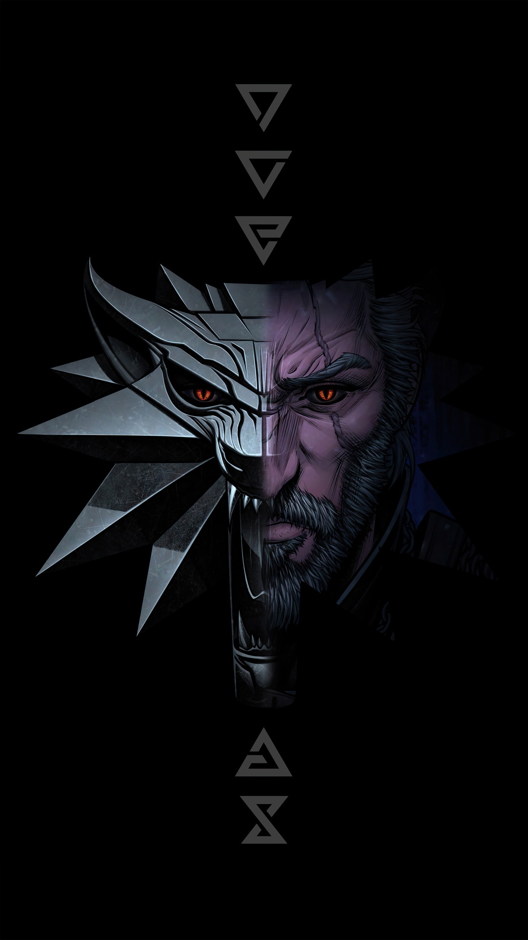 The Witcher Geralt Wolf Medallion Art HD Phone Wallpaper