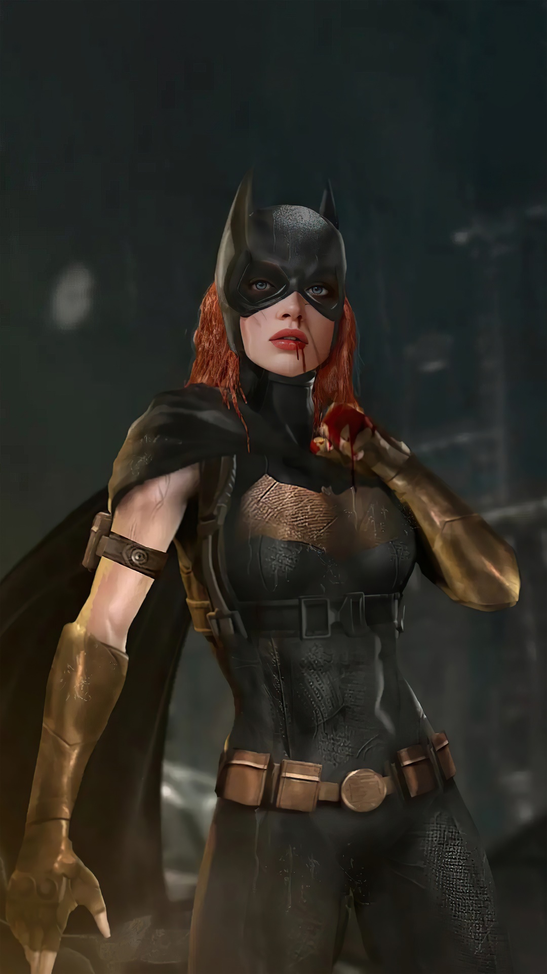 Batgirl with blood on her face and hand HD Phone Wallpaper