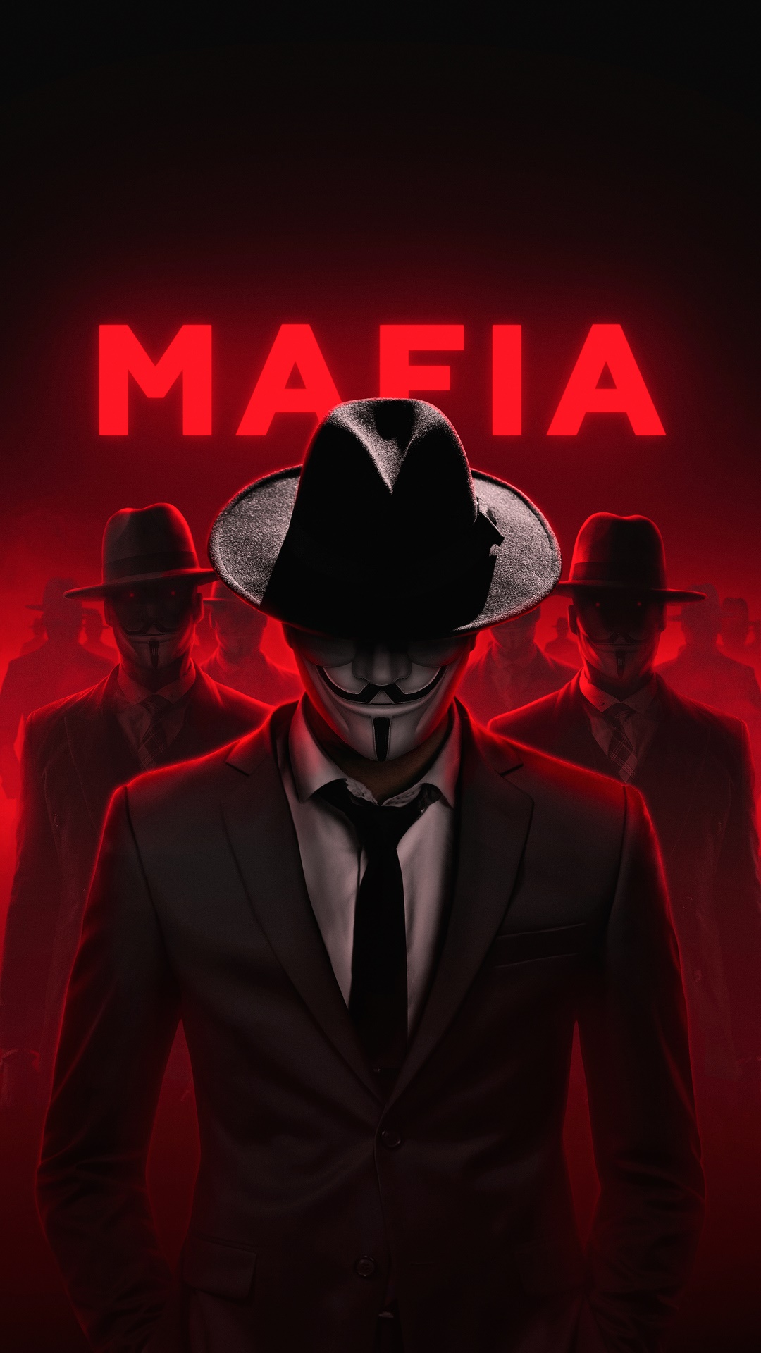 Mafia with Anonymous masks HD Phone Wallpaper