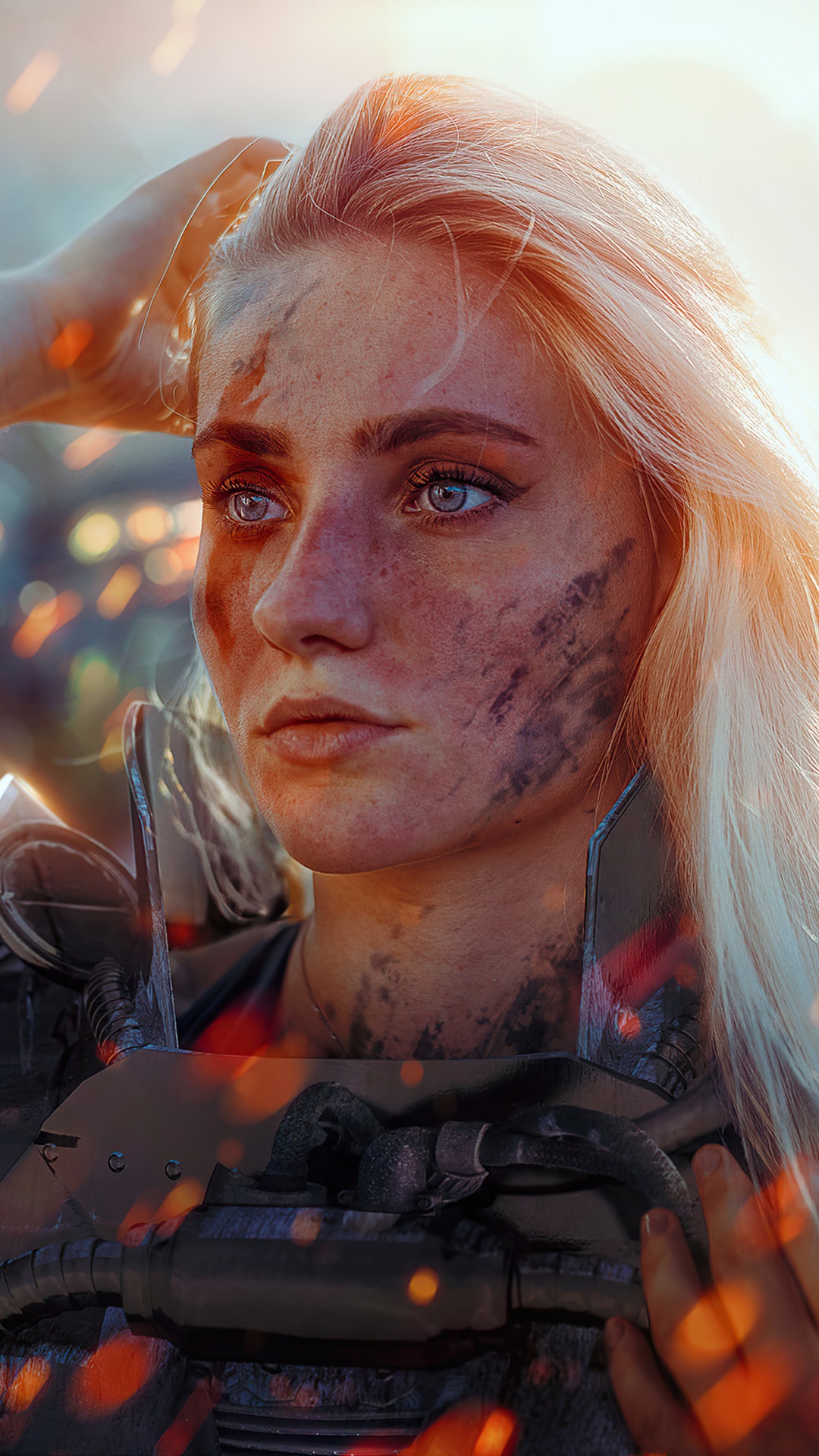 Artwork of a woman with dirt on her face HD Phone Wallpaper