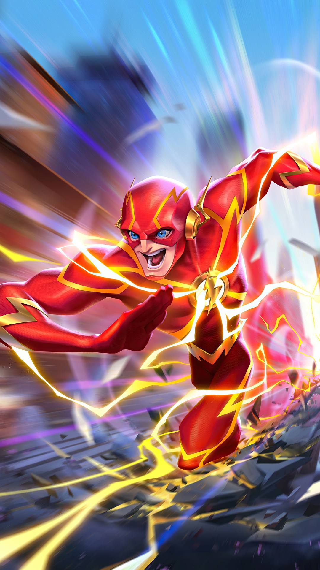 The Flash Running with Lightning HD Phone Wallpaper