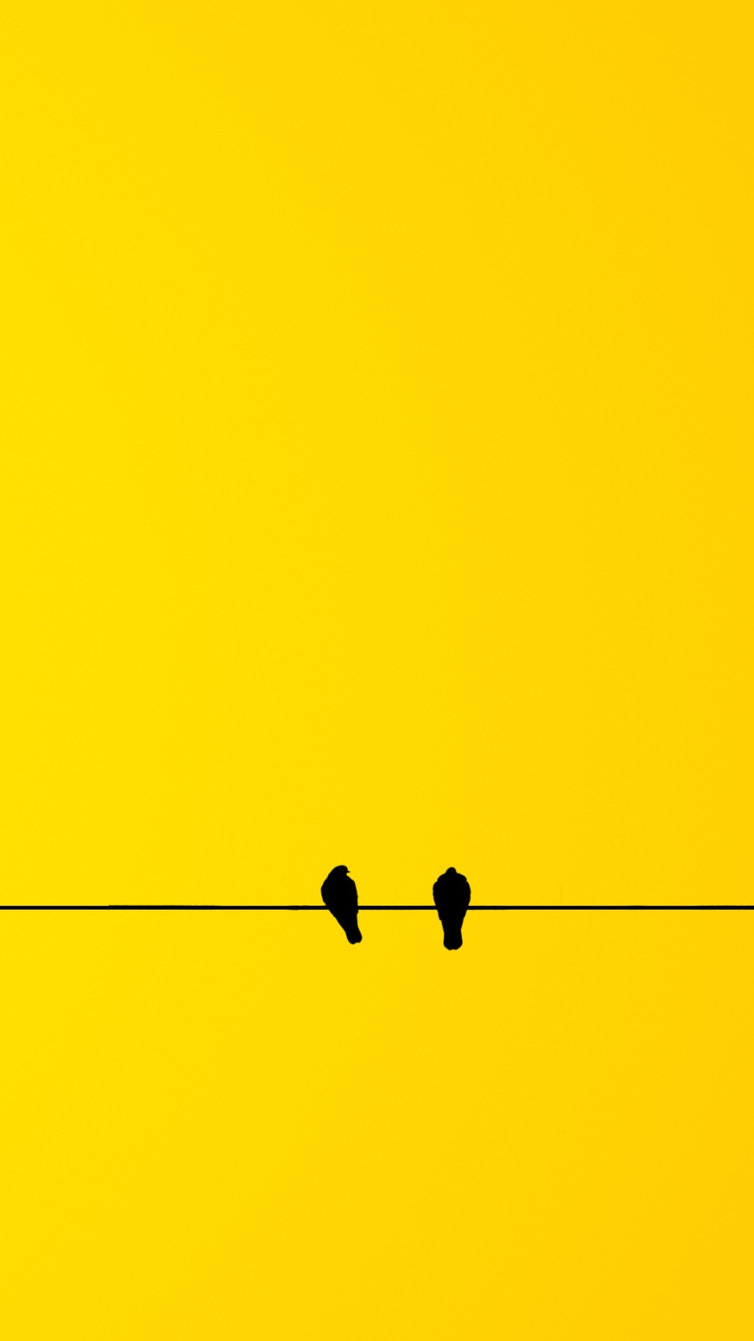 Two birds silhouetted on a wire HD Phone Wallpaper