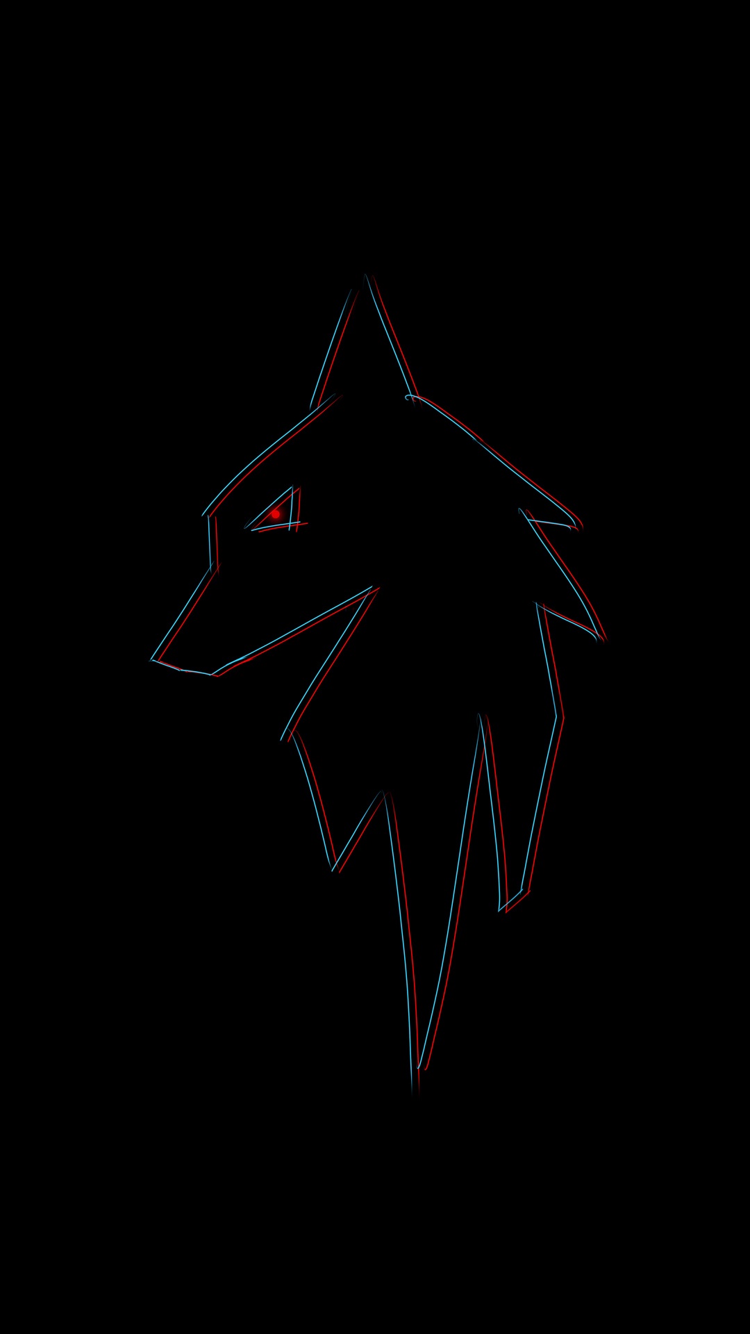 Wolf logo with red eye on black background HD Phone Wallpaper