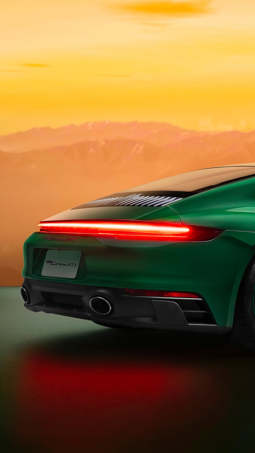 Green Porsche 911 Carrera GTS rear view HD Phone Wallpaper