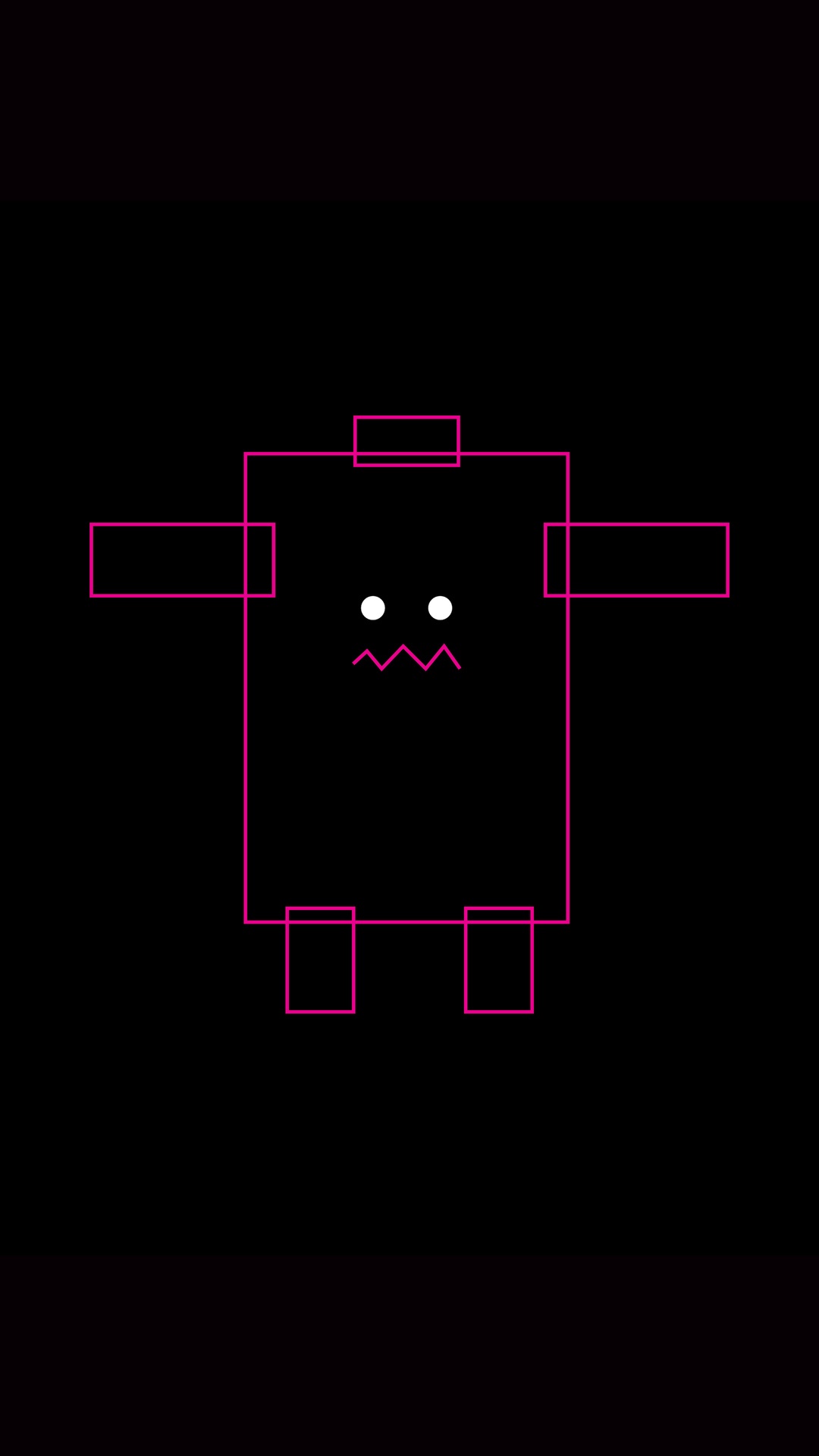 Minimalist geometric character with white eyes and jagged mouth HD Phone Wallpaper