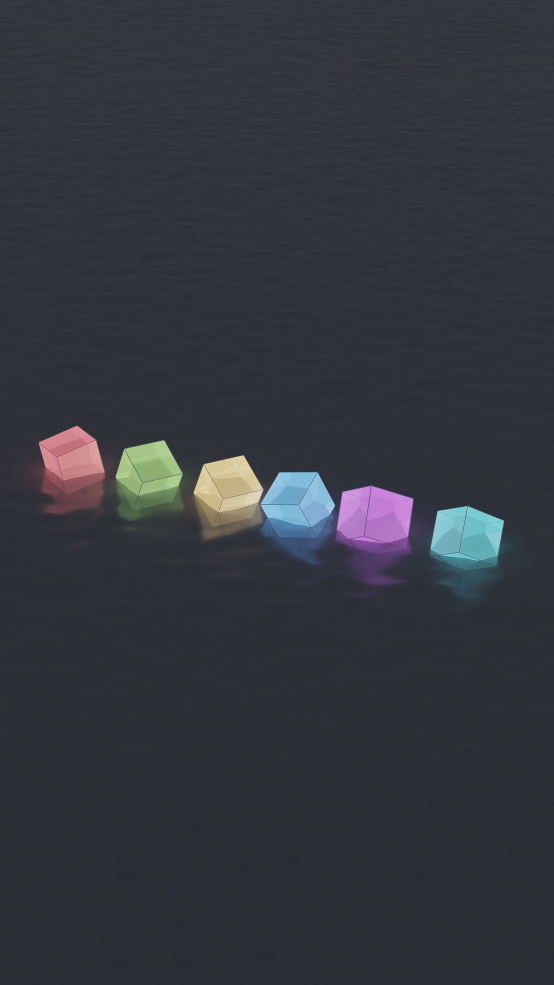 Six translucent geometric shapes on a dark surface HD Phone Wallpaper