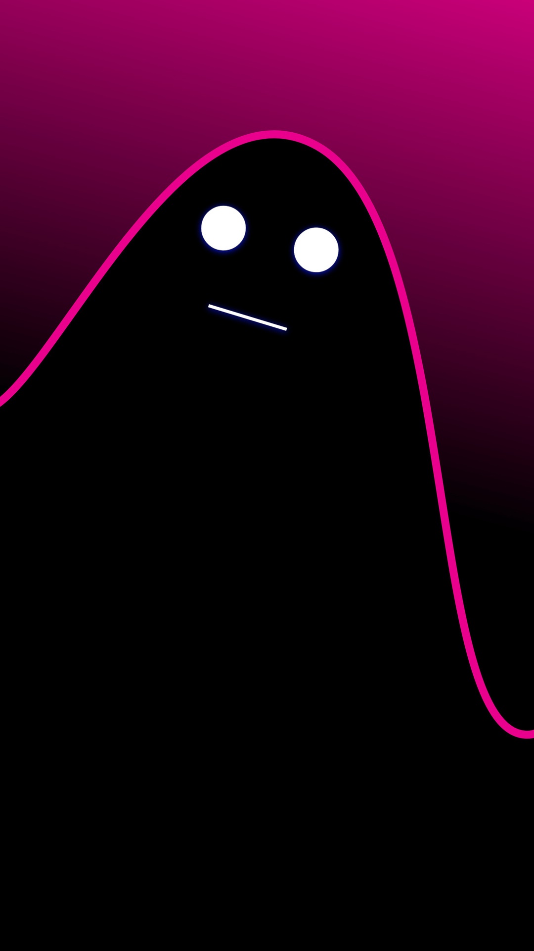 Minimalist black ghost with pink outline and gradient background HD Phone Wallpaper