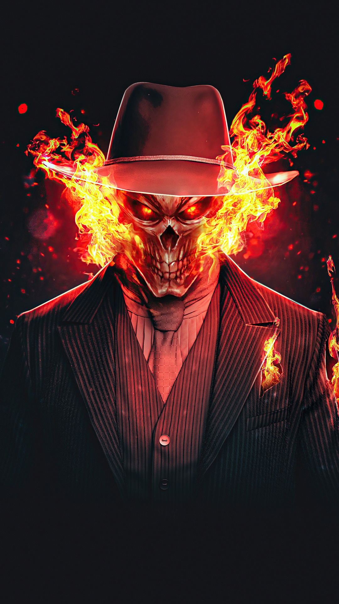 Ghost Rider in a Suit with Flames 4K HD Phone Wallpaper