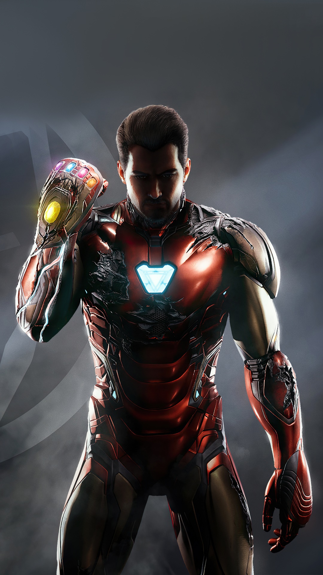 Iron Man with Infinity Gauntlet HD Phone Wallpaper