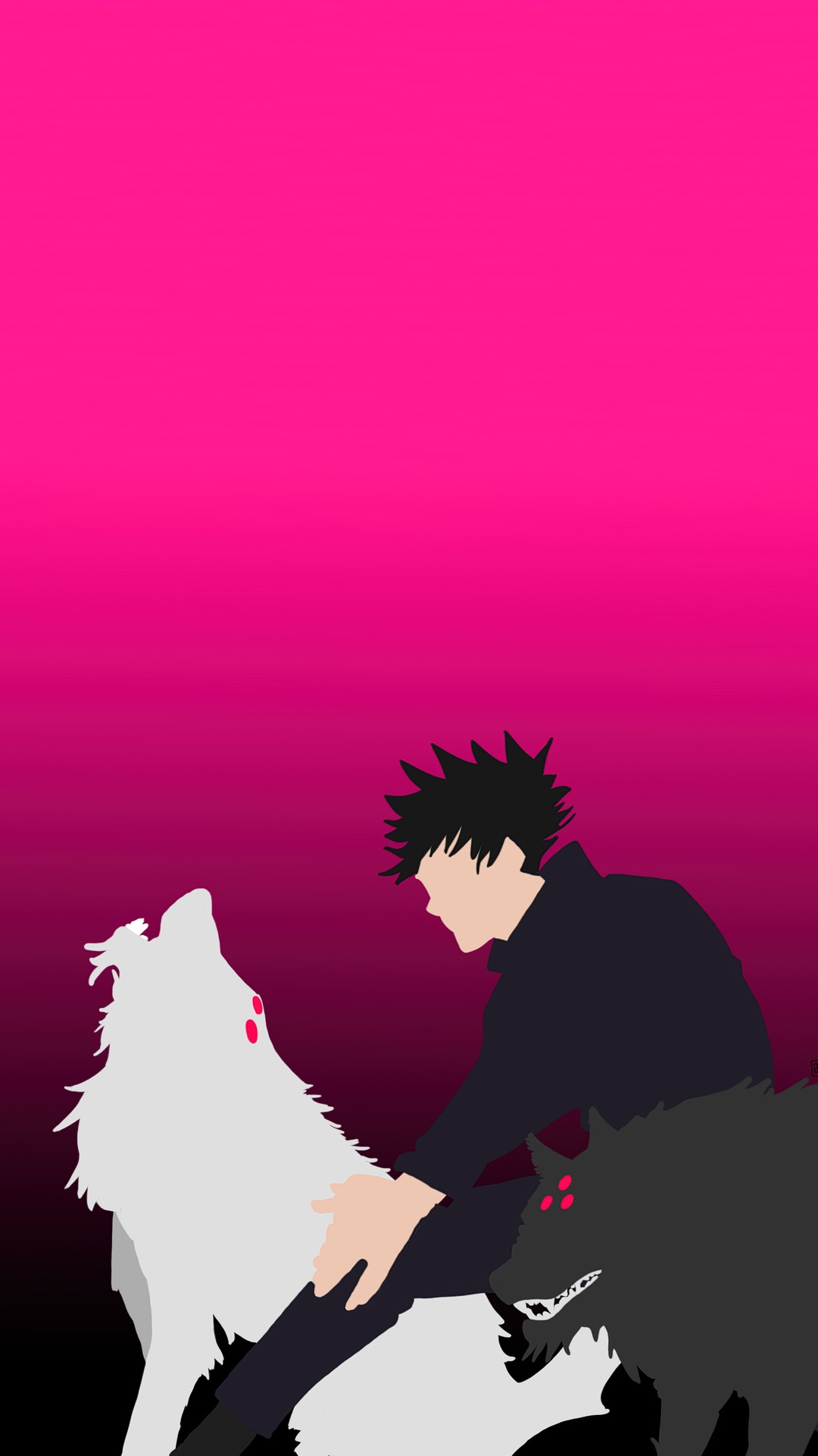 Jujutsu Kaisen minimalist art with Megumi Fushiguro and wolves HD Phone Wallpaper