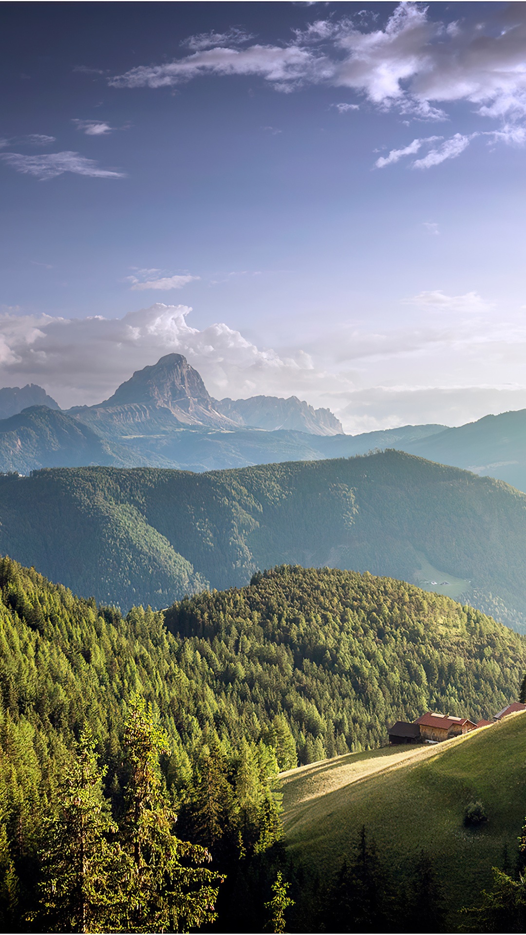 Mountains and forest landscape with a small village HD Phone Wallpaper