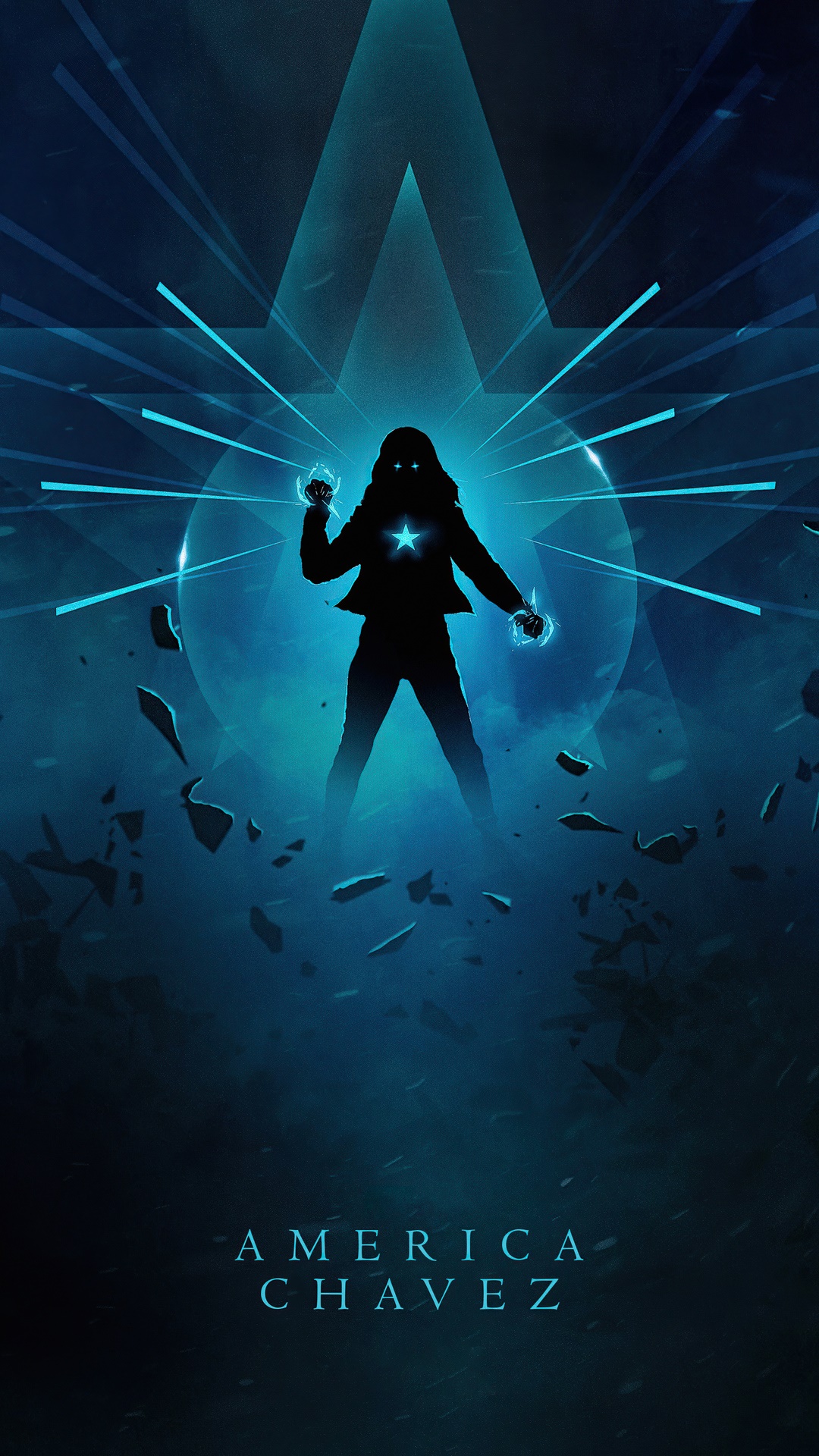 America Chavez Silhouette with Star Symbol HD Phone Wallpaper