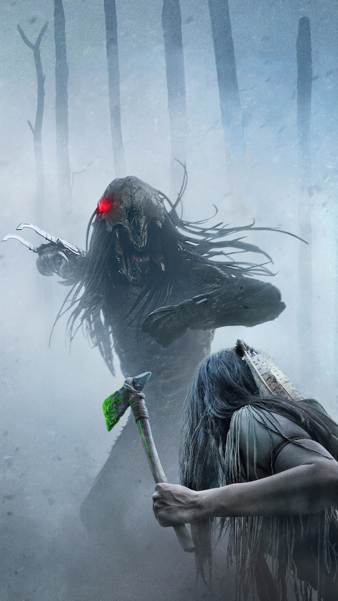 Predator and Comanche warrior in Prey movie HD Phone Wallpaper