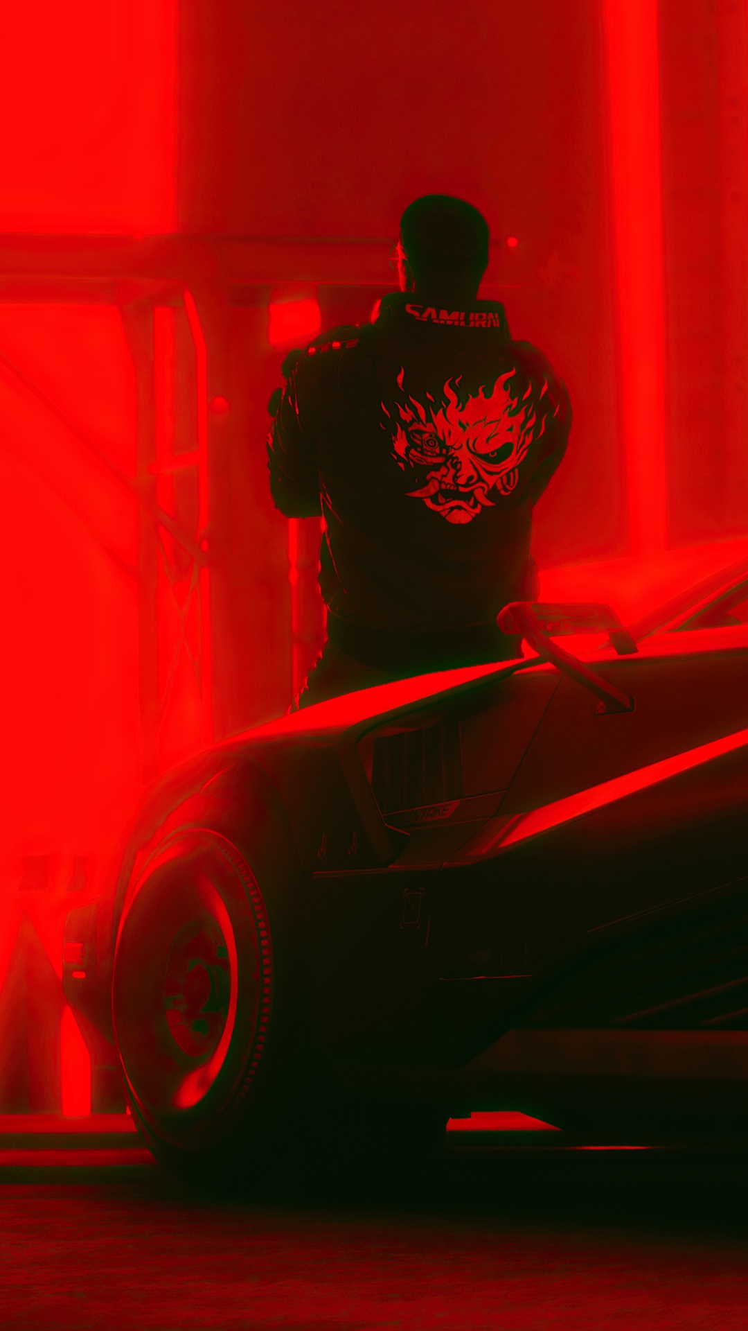 Cyberpunk 2077 Samurai Jacket and Car HD Phone Wallpaper